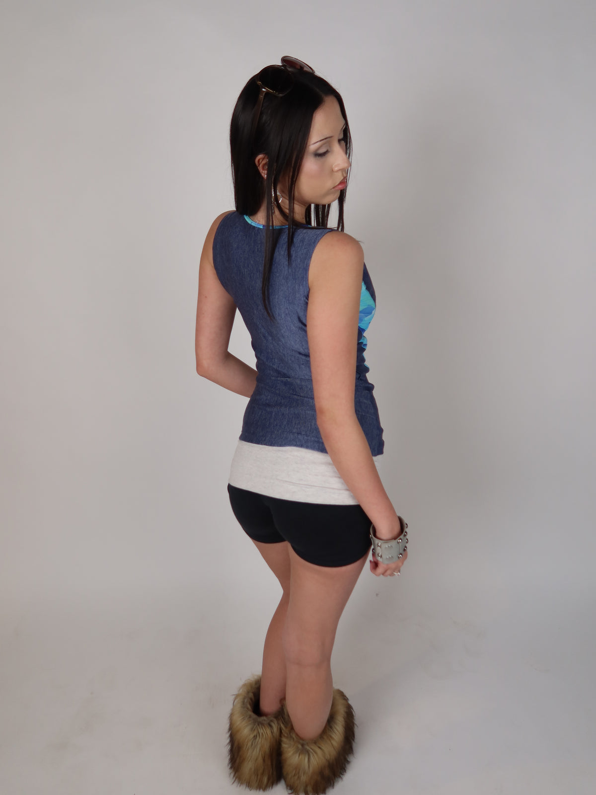 Blue Zip-Front Sporty Tank S/M