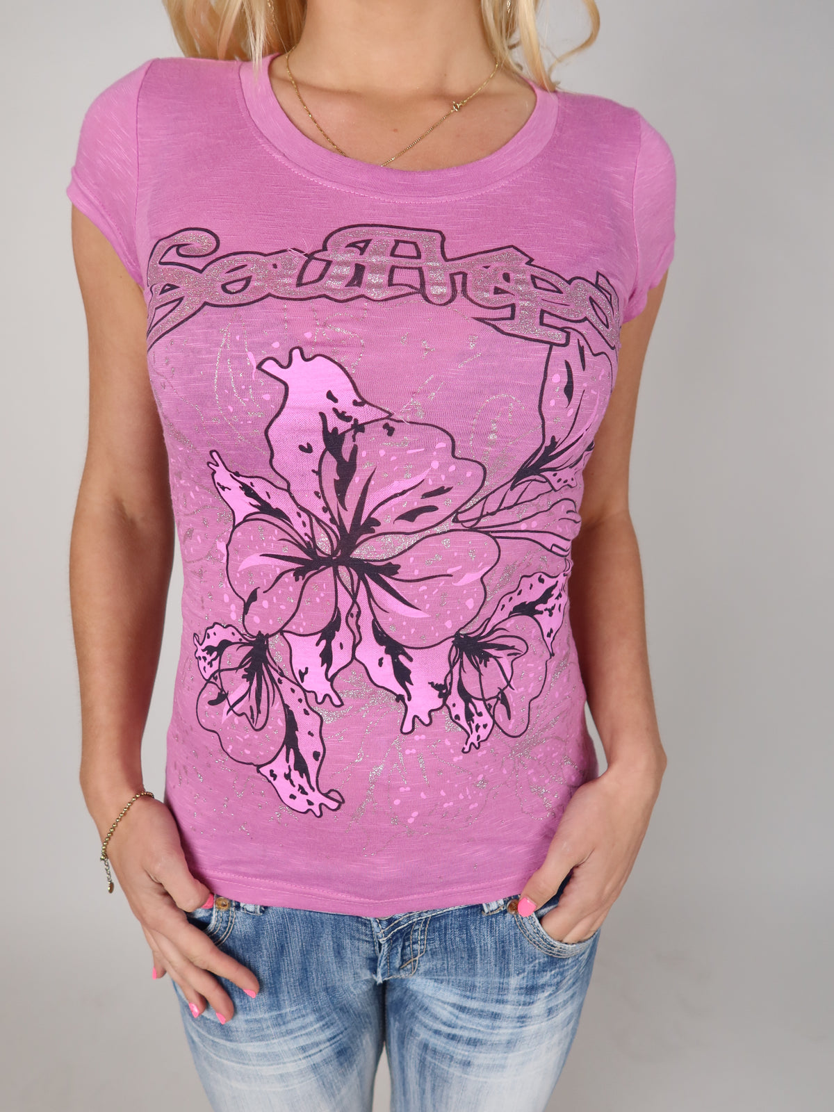 Mcbling Pink Glitter Tee XS/S