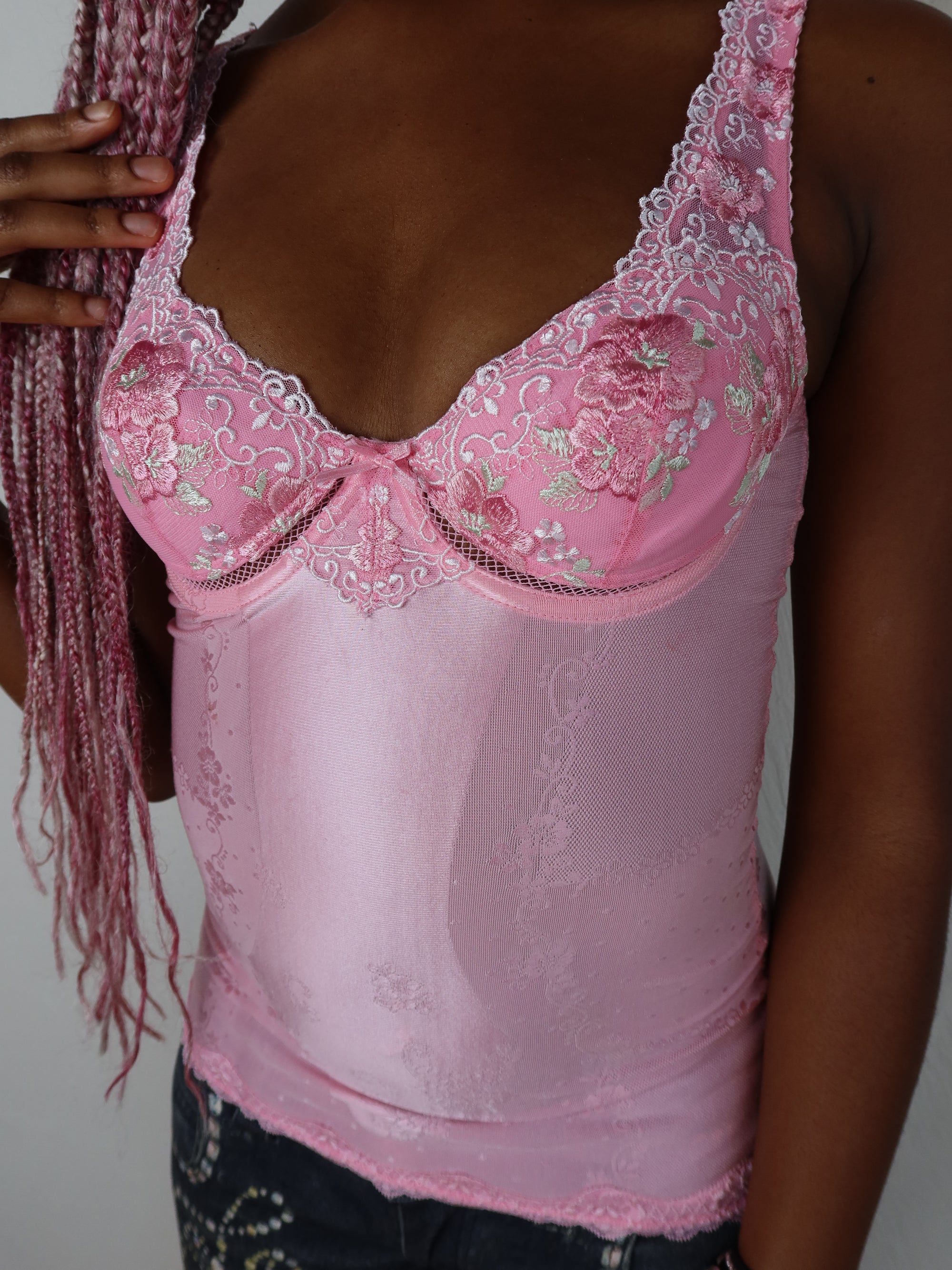 Y2K Mesh Corset Tank S