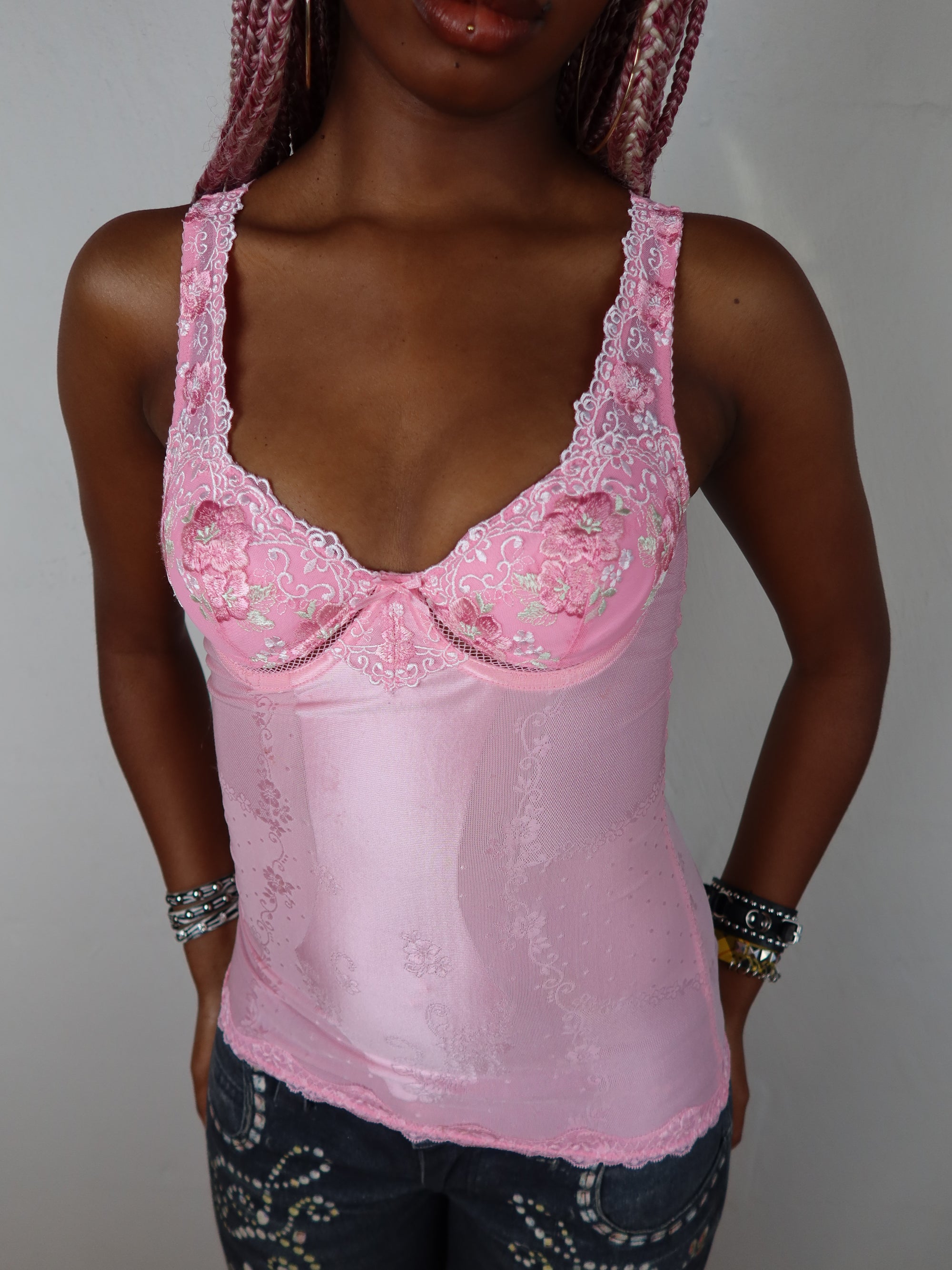 Y2K Mesh Corset Tank S
