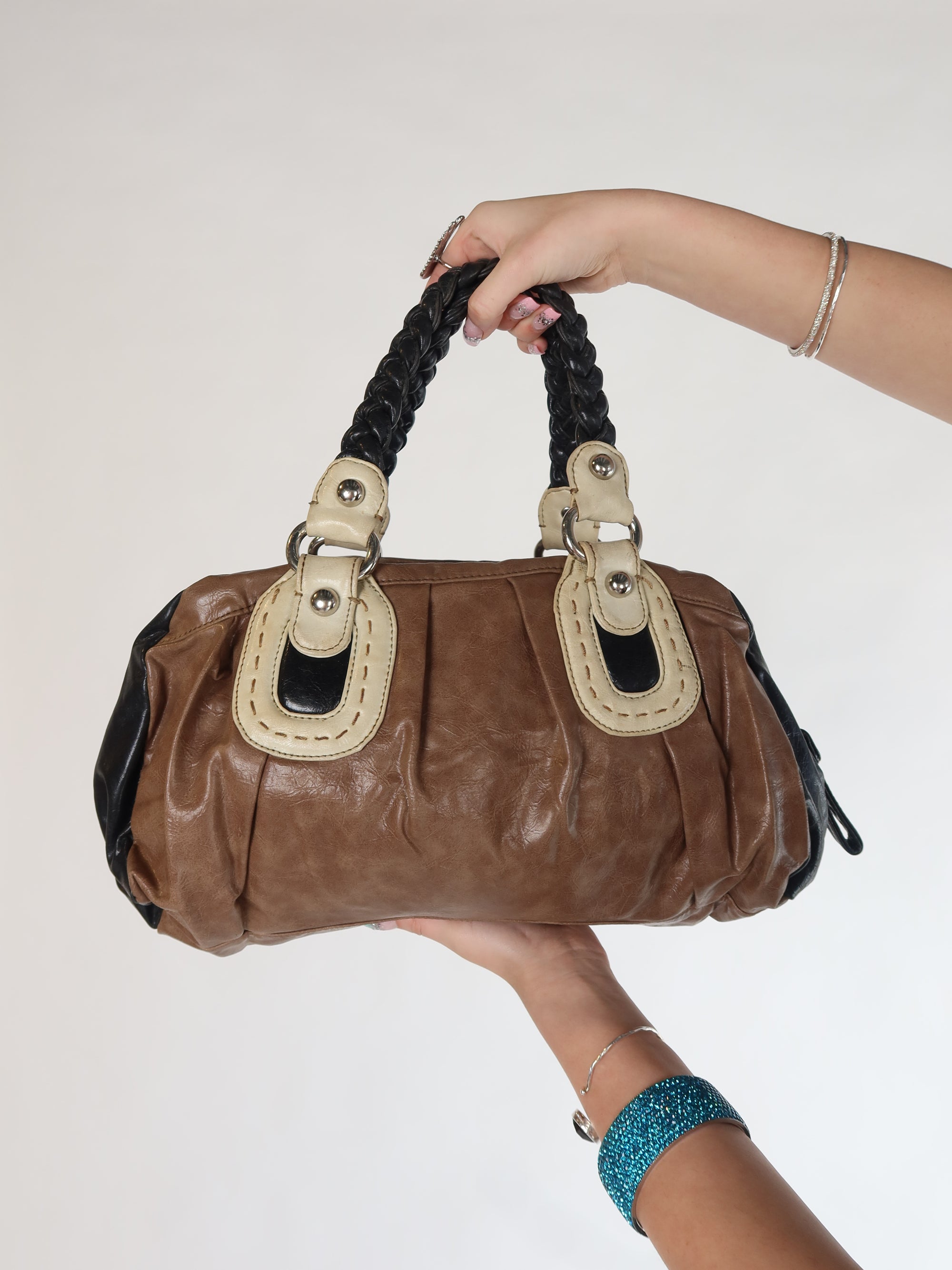 Guess Brown Studded Satchel Bag