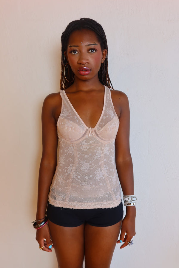 Y2K Mesh Corset Tank S/M