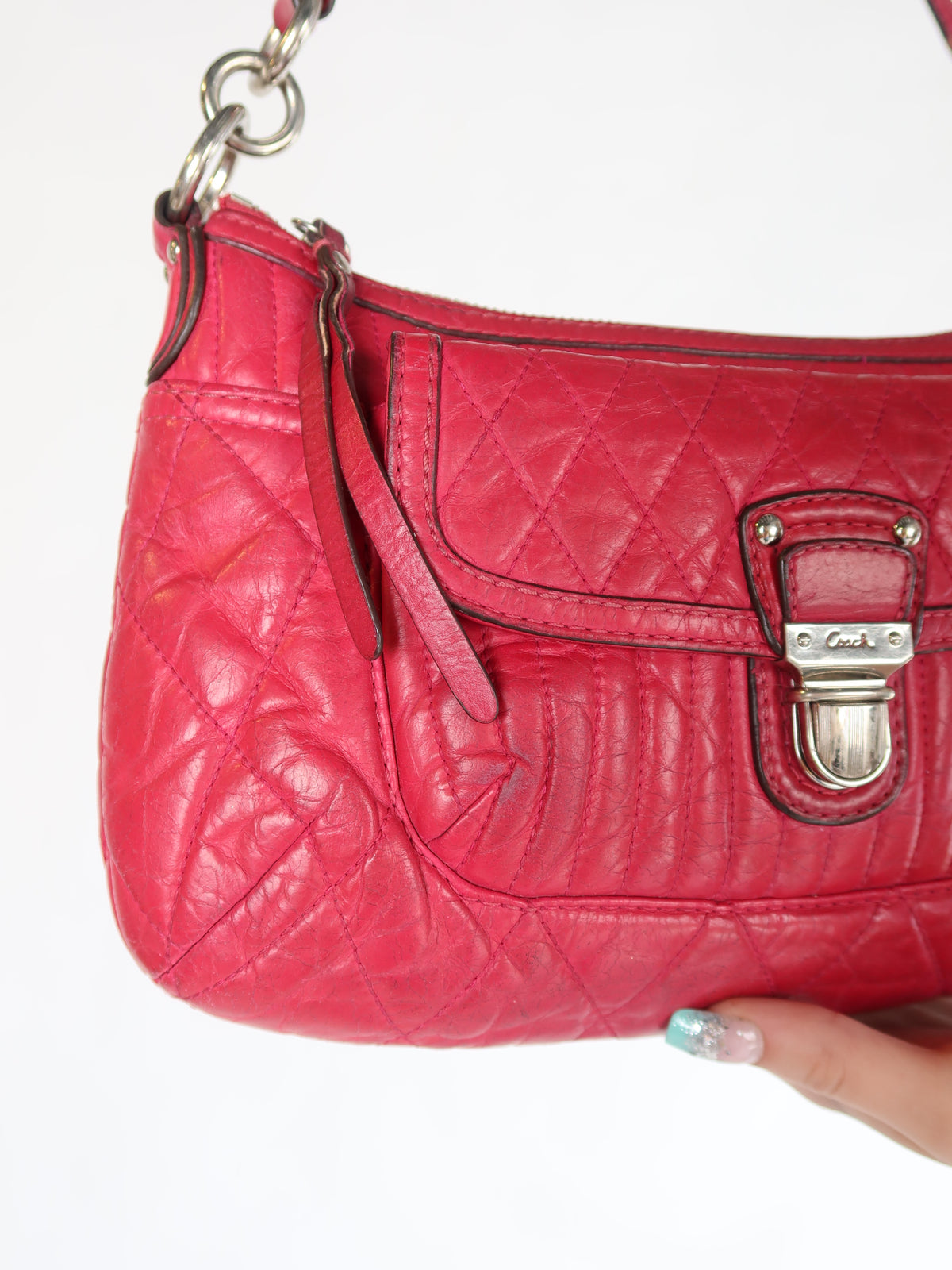 Coach Red Quilted Leather Shoulder Bag