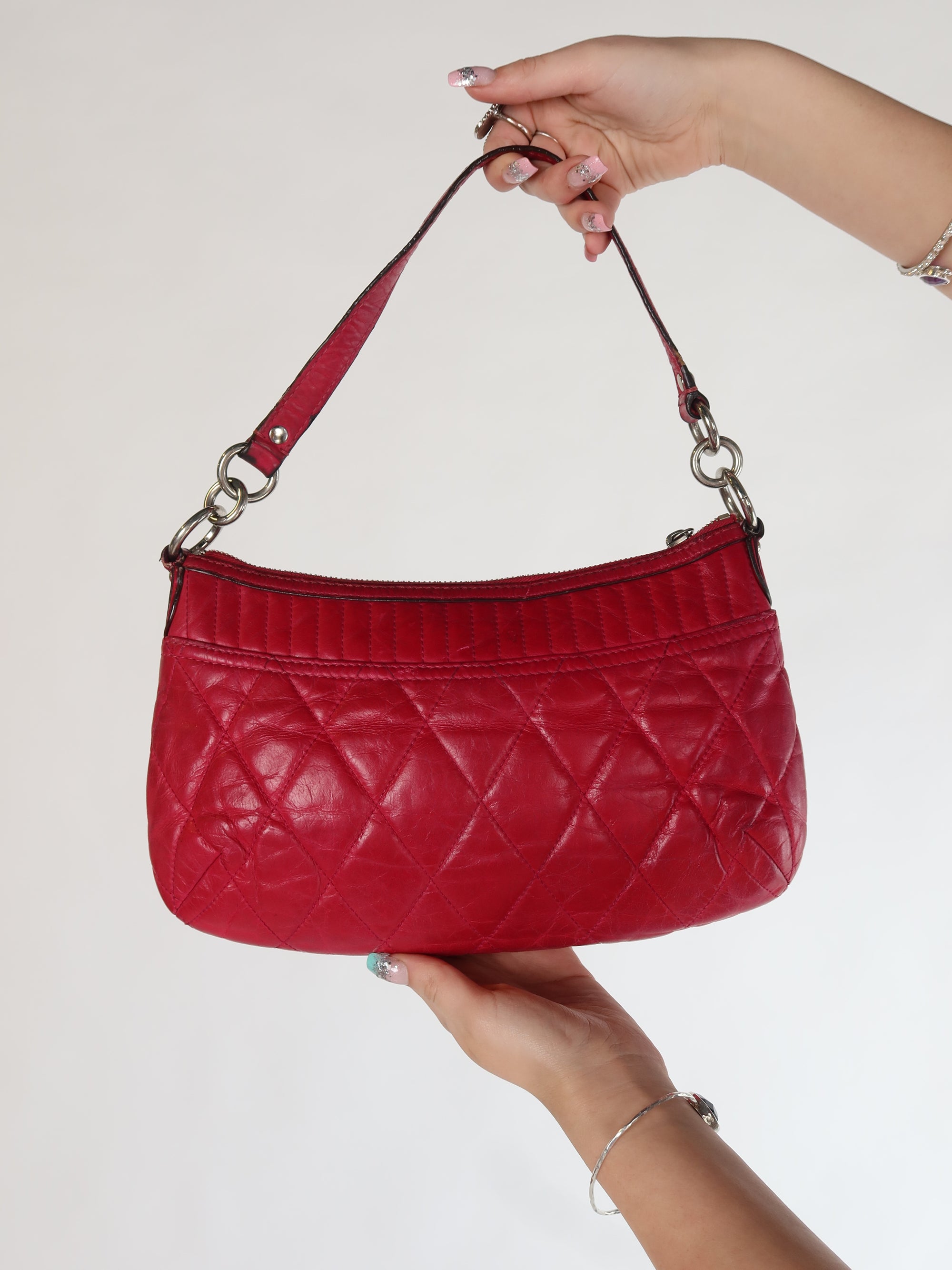 Coach Red Quilted Leather Shoulder Bag