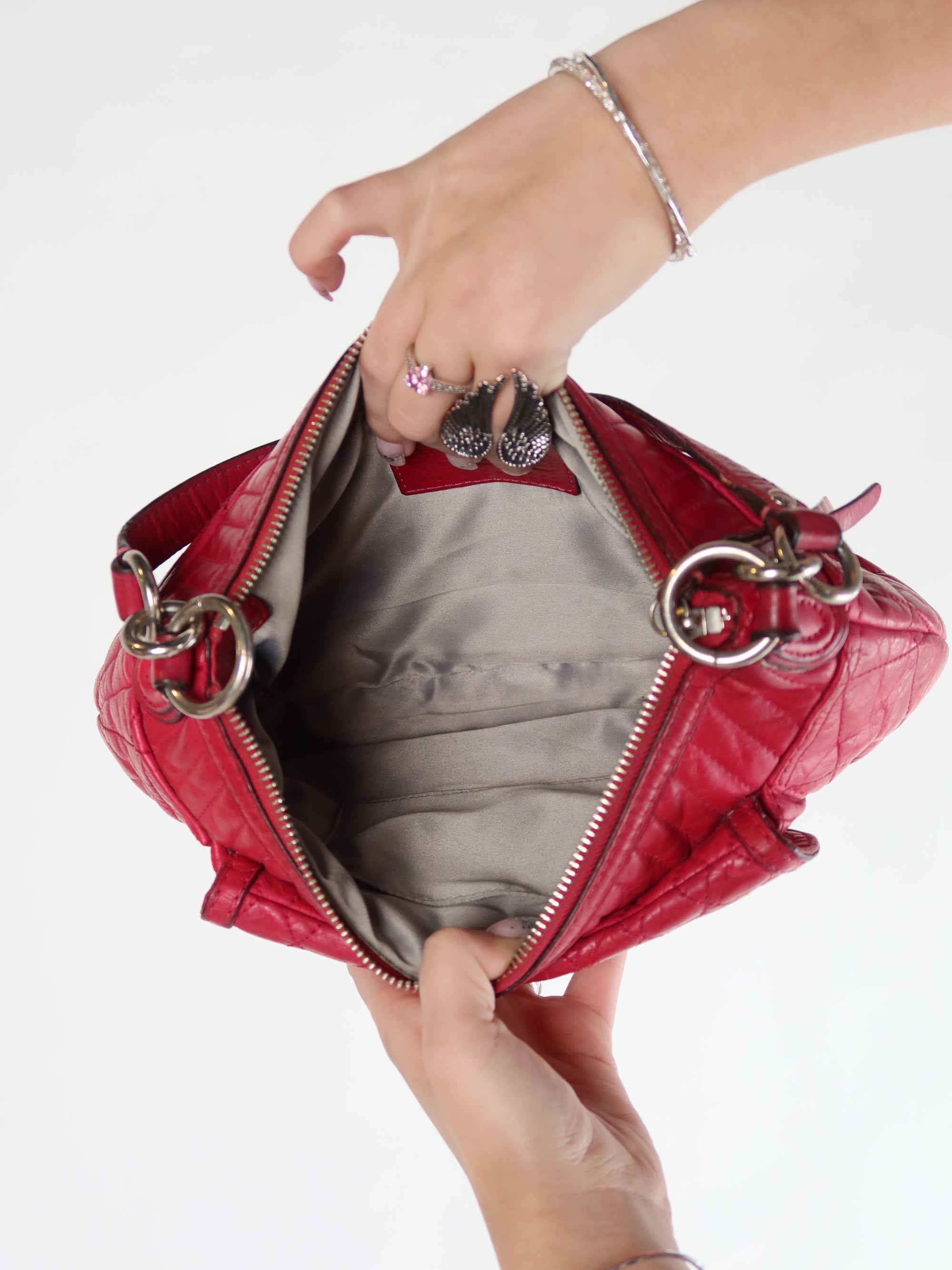 Coach Red Quilted Leather Shoulder Bag