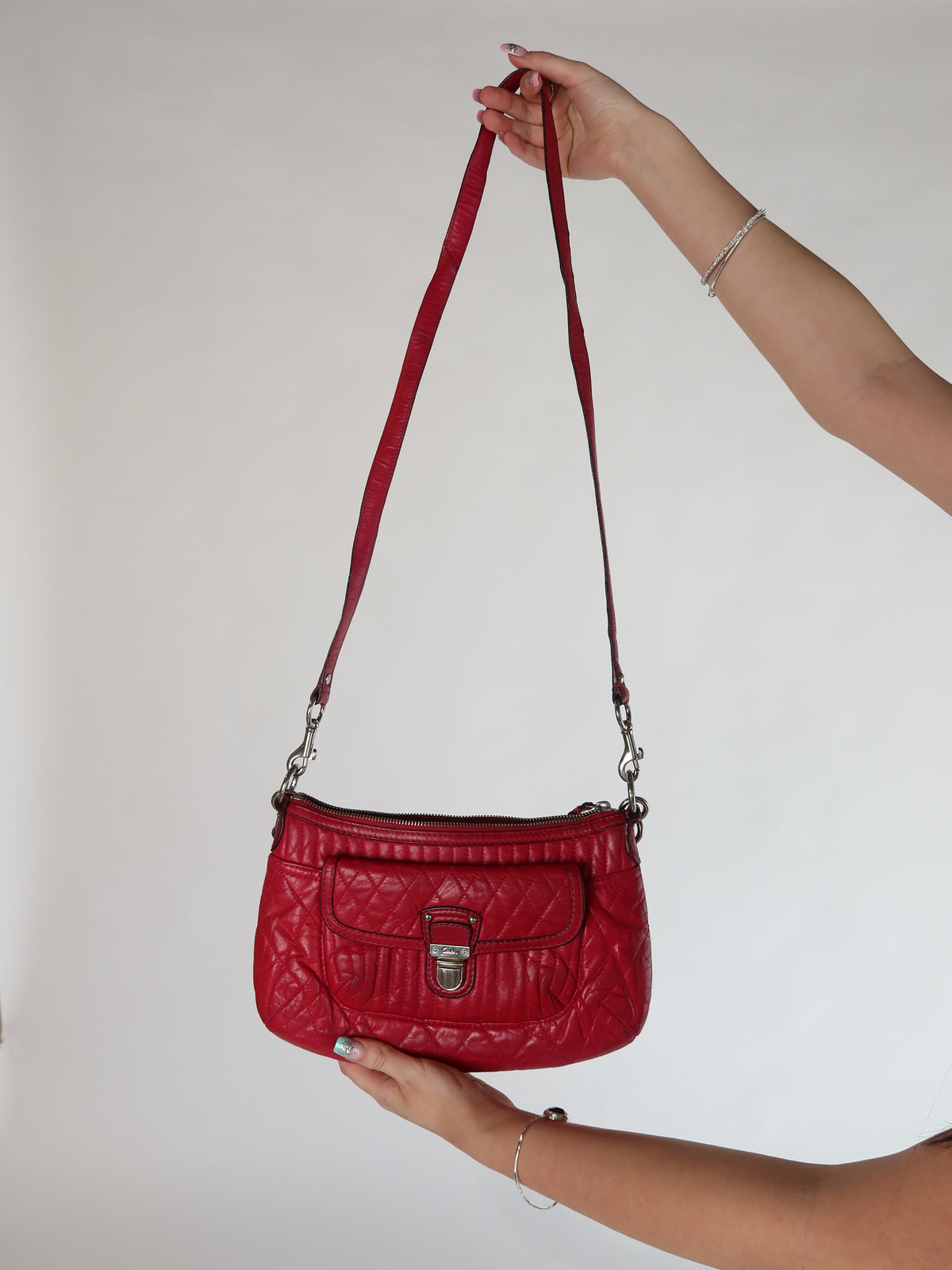 Coach Red Quilted Leather Shoulder Bag