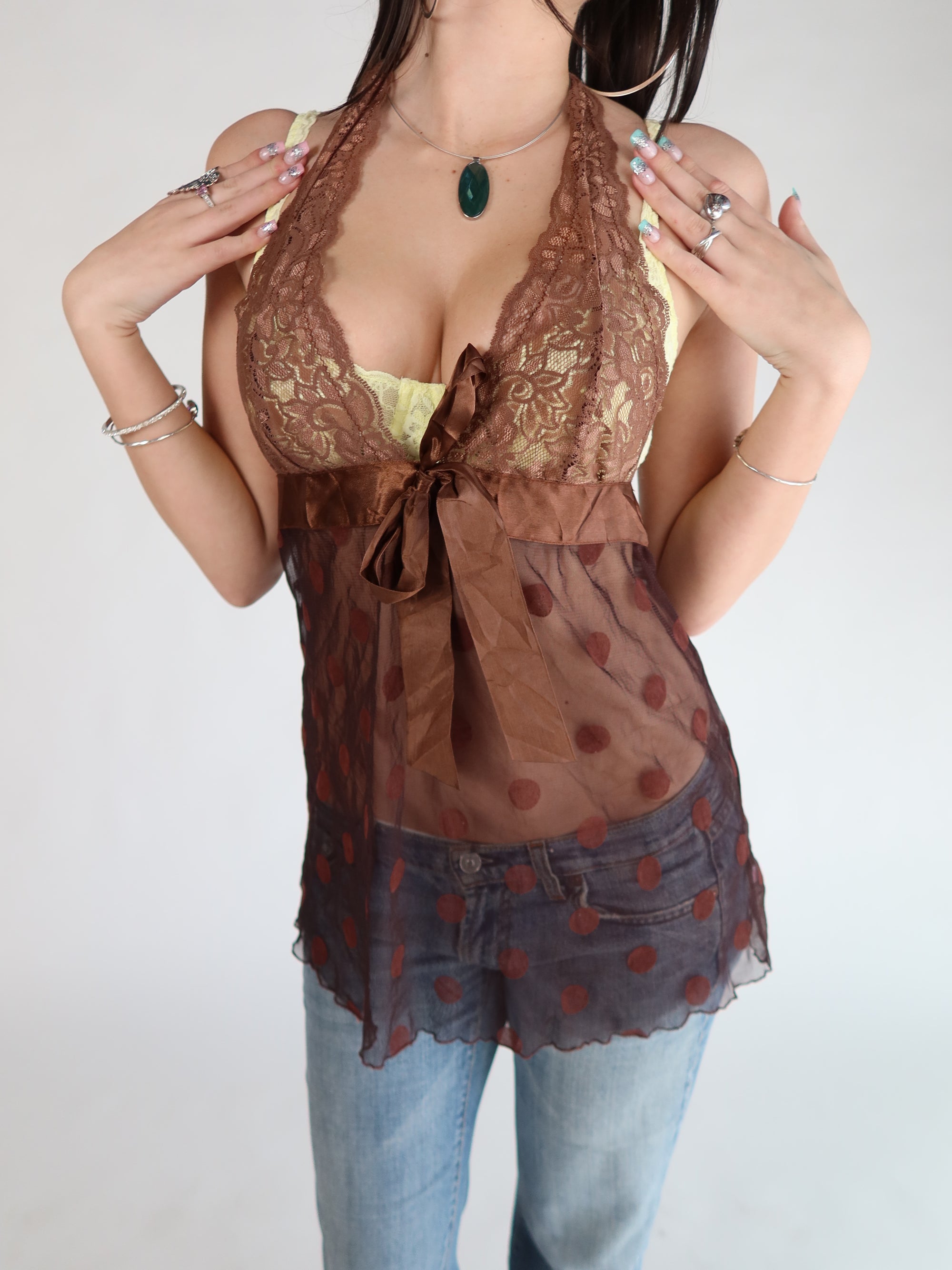 Brown Polka Dot Halter S/M