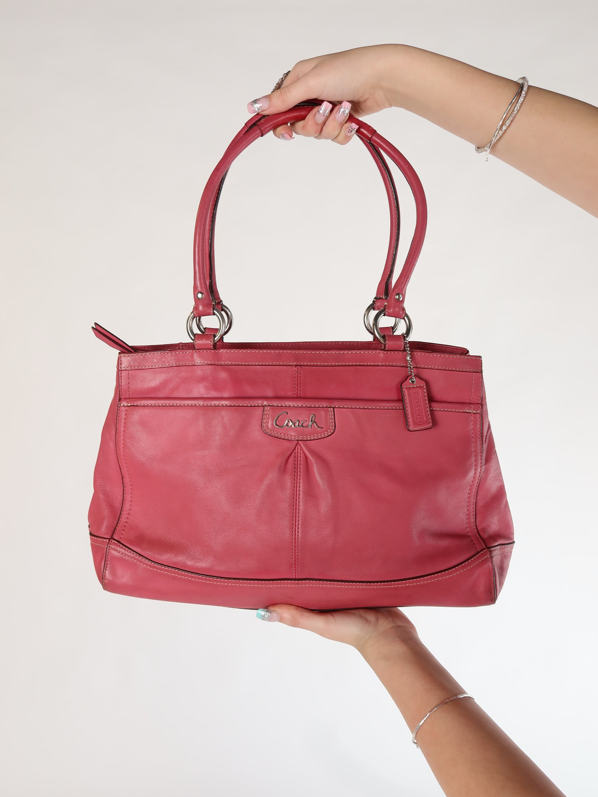 Coach Raspberry Leather Satchel Bag