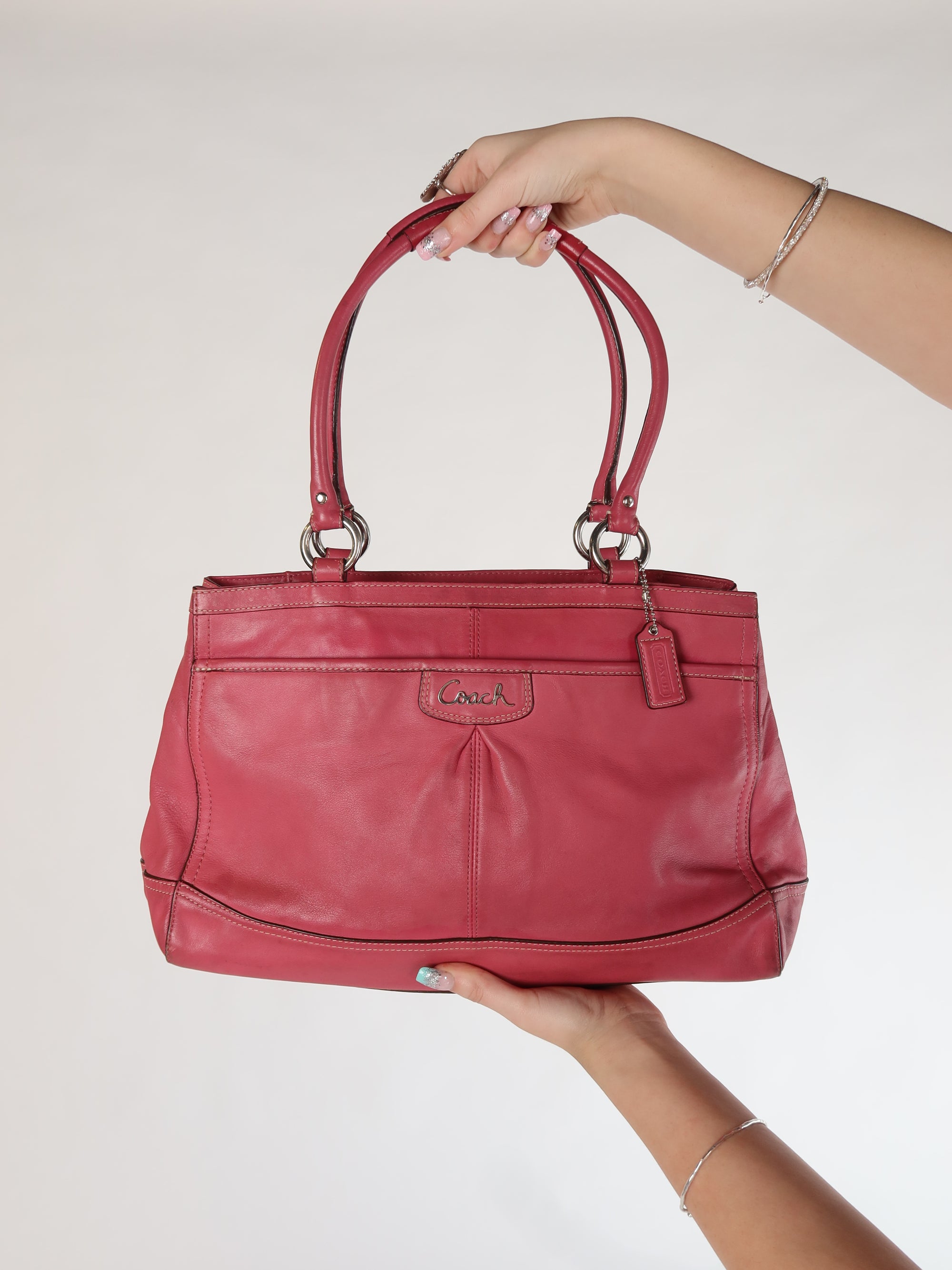 Coach Raspberry Leather Satchel Bag