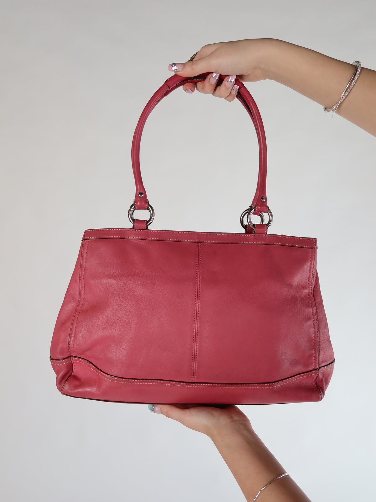 Coach Raspberry Leather Satchel Bag