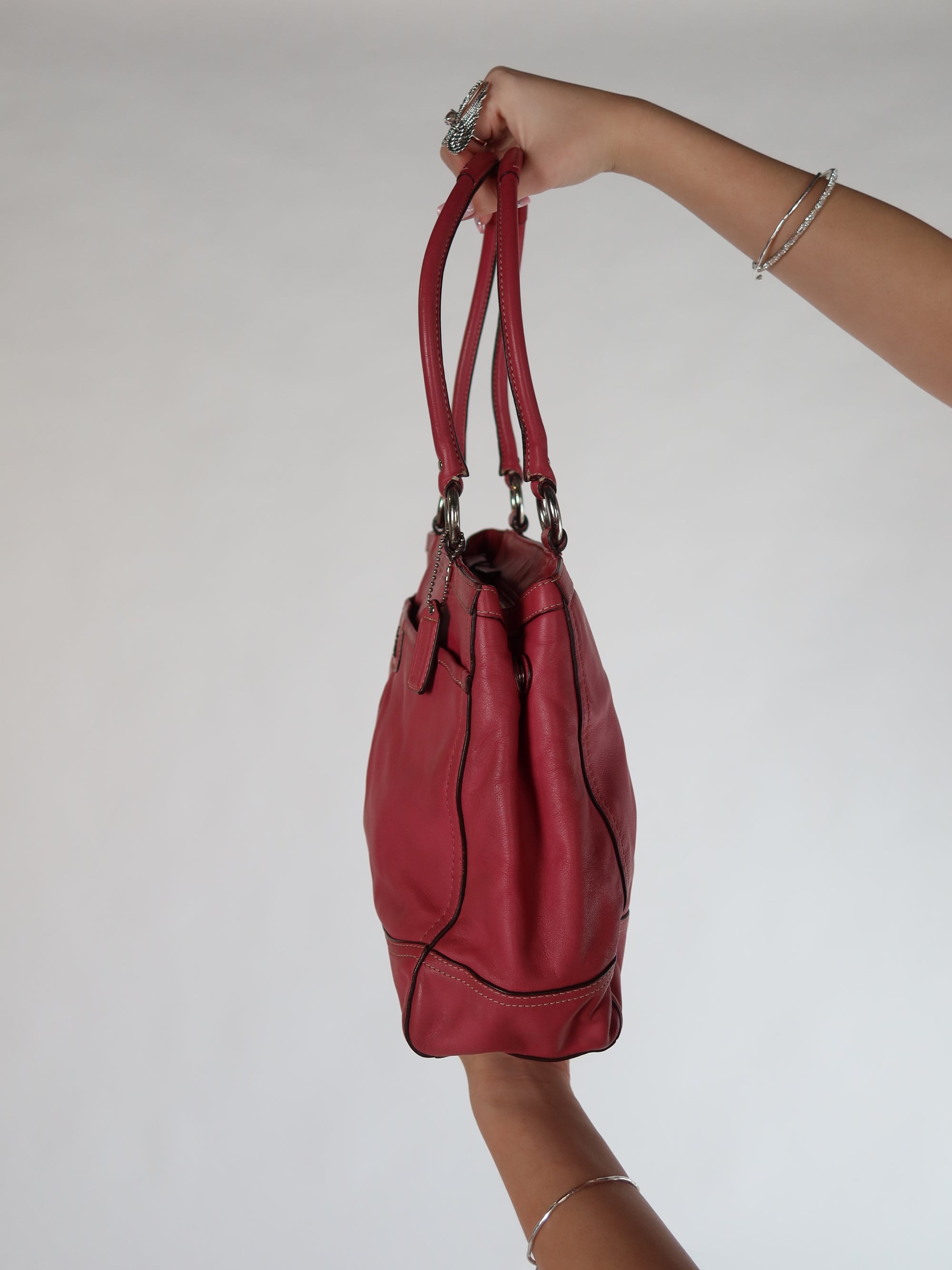Coach Raspberry Leather Satchel Bag