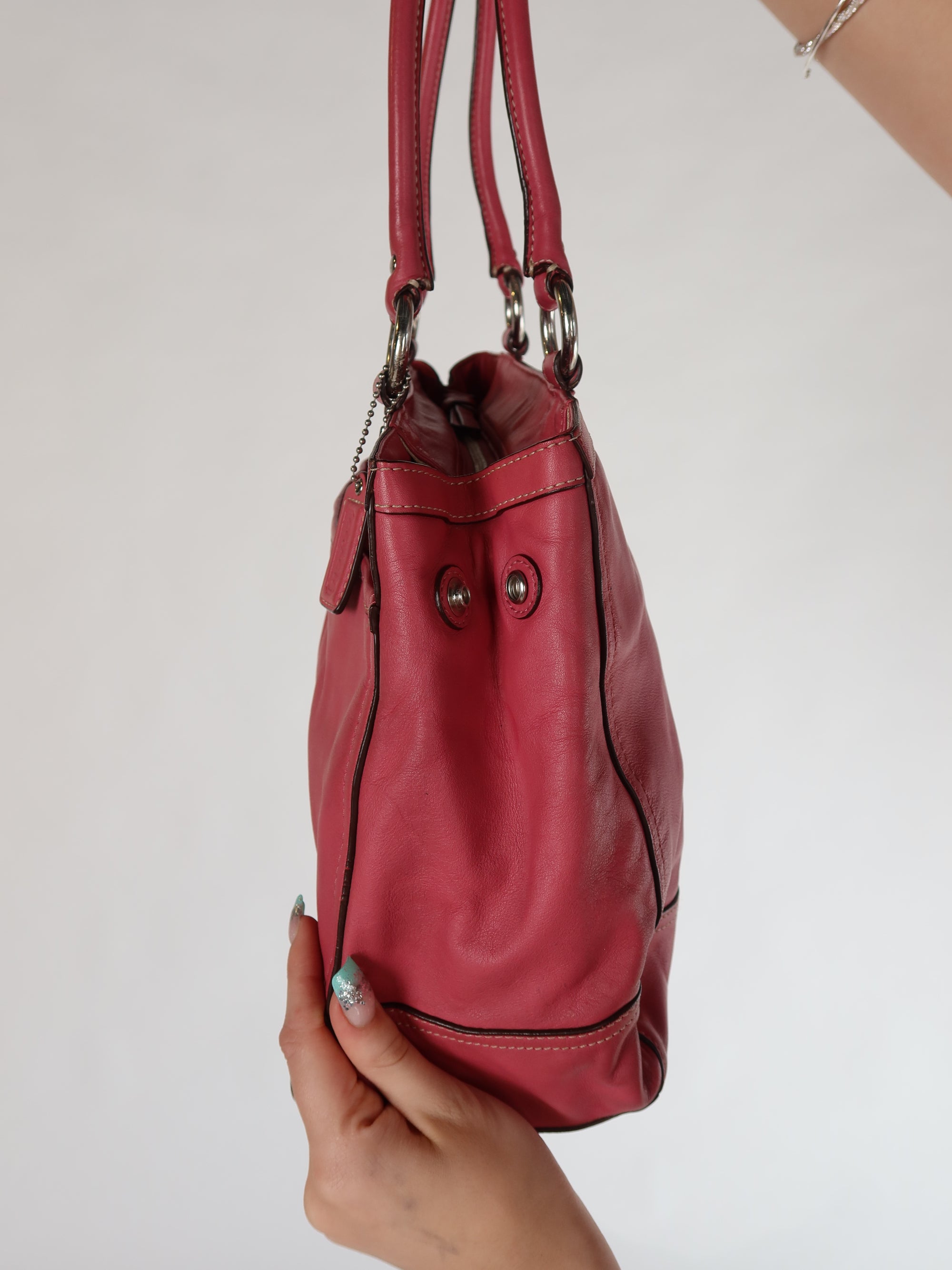 Coach Raspberry Leather Satchel Bag