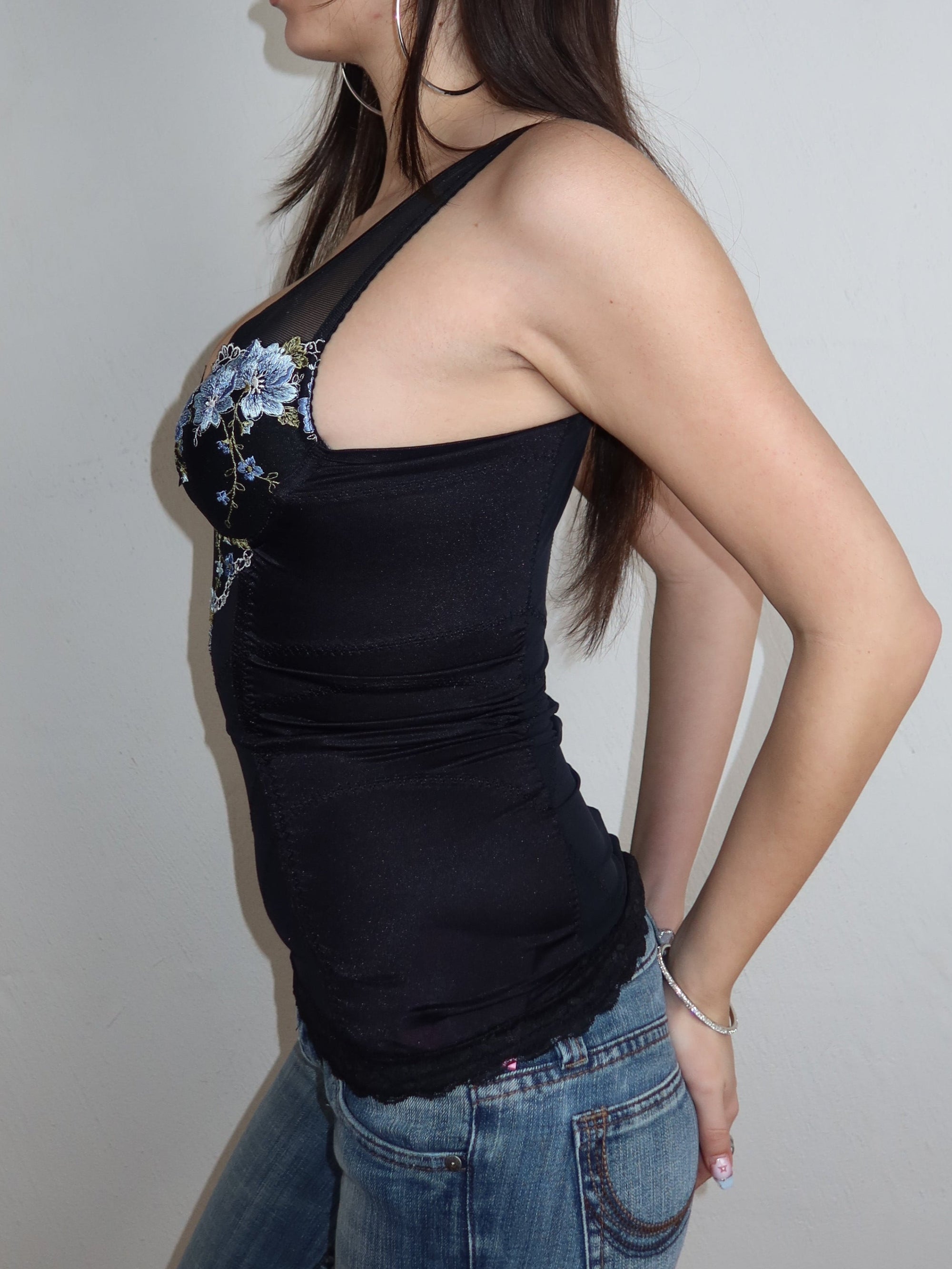 Y2K Mesh Corset Tank S