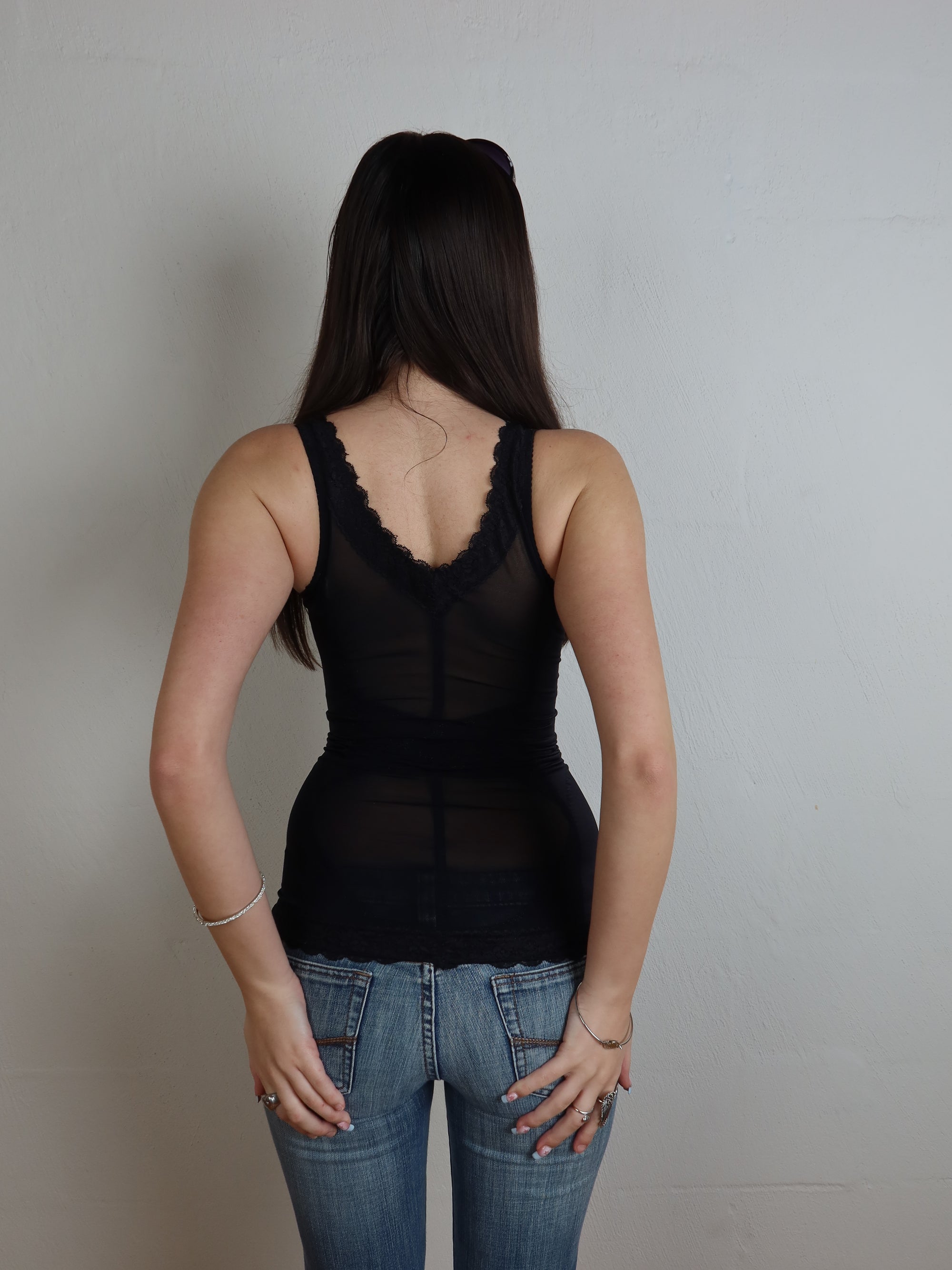Y2K Mesh Corset Tank S