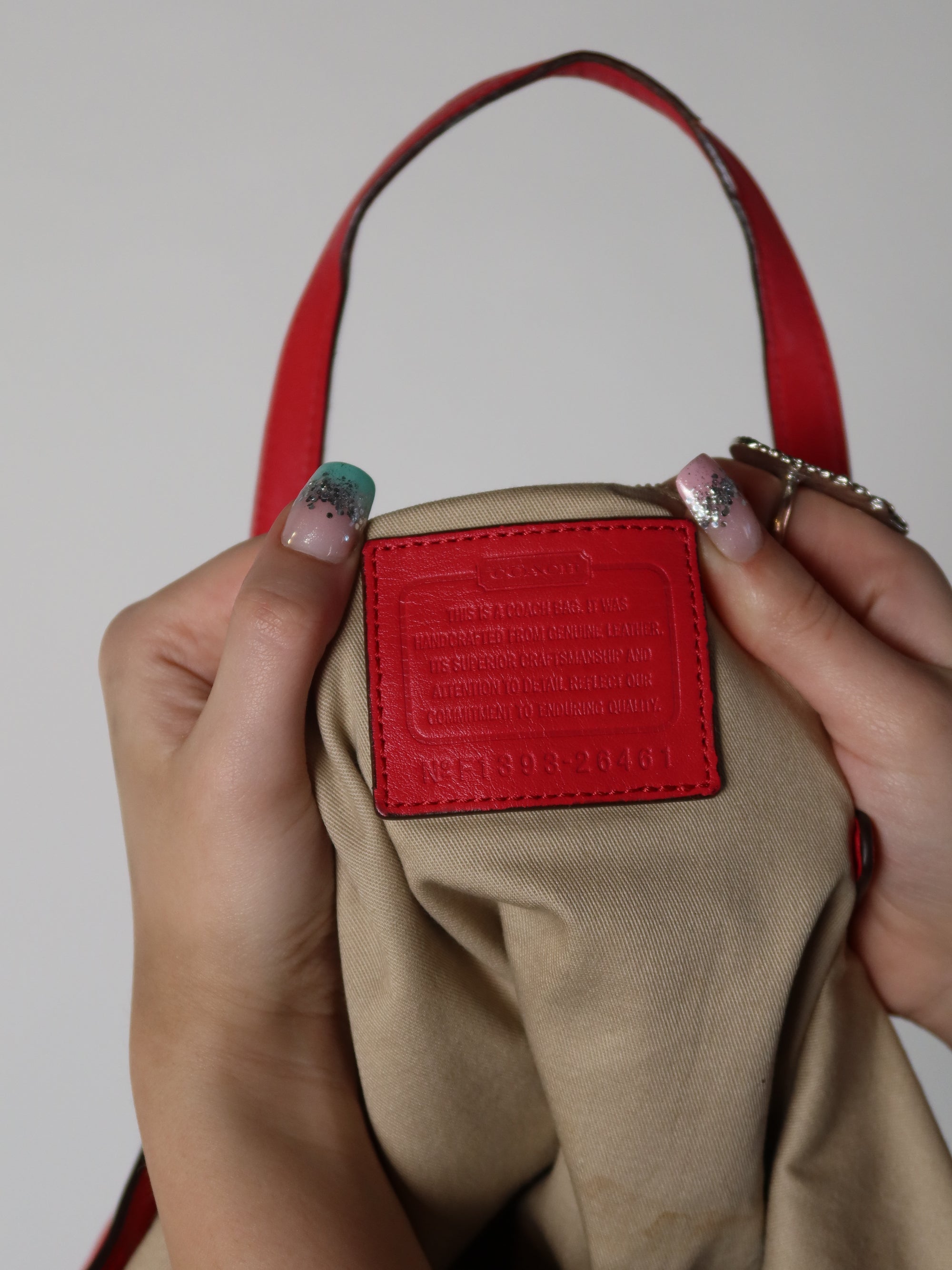 Coach Red Leather Tote Bag