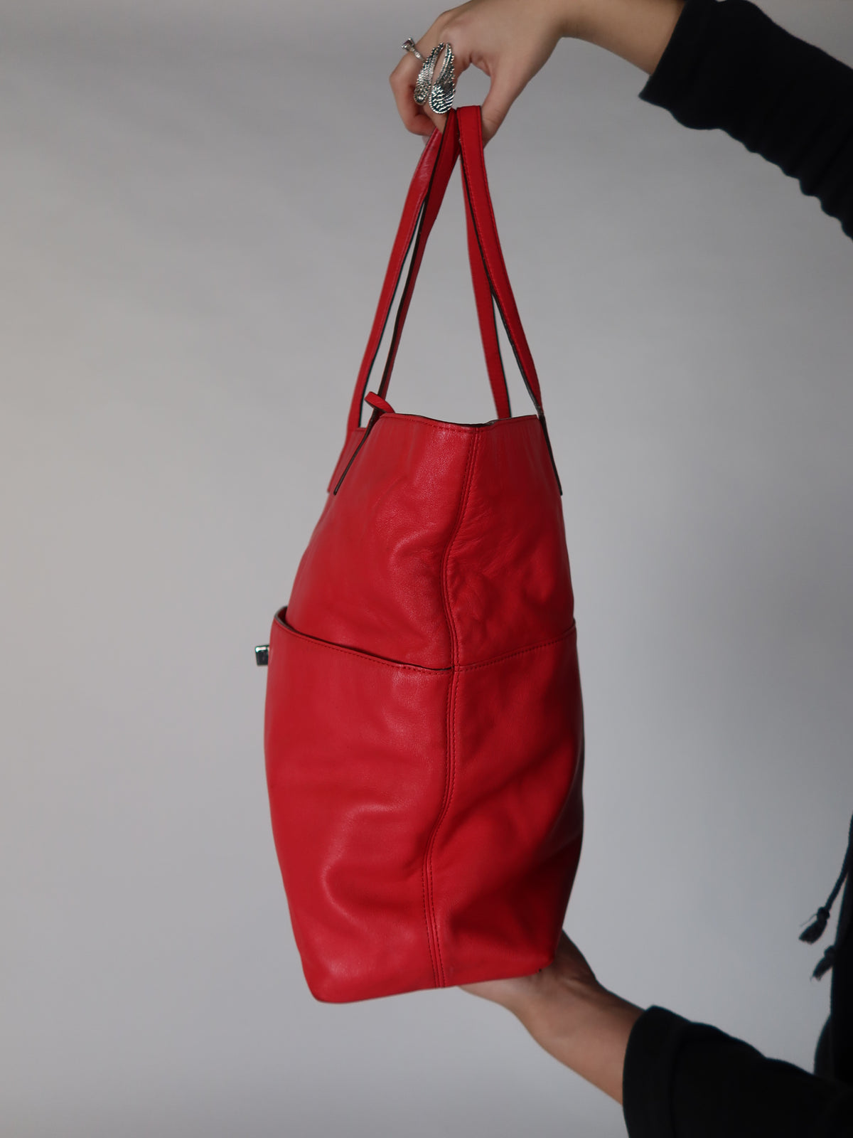 Coach Red Leather Tote Bag