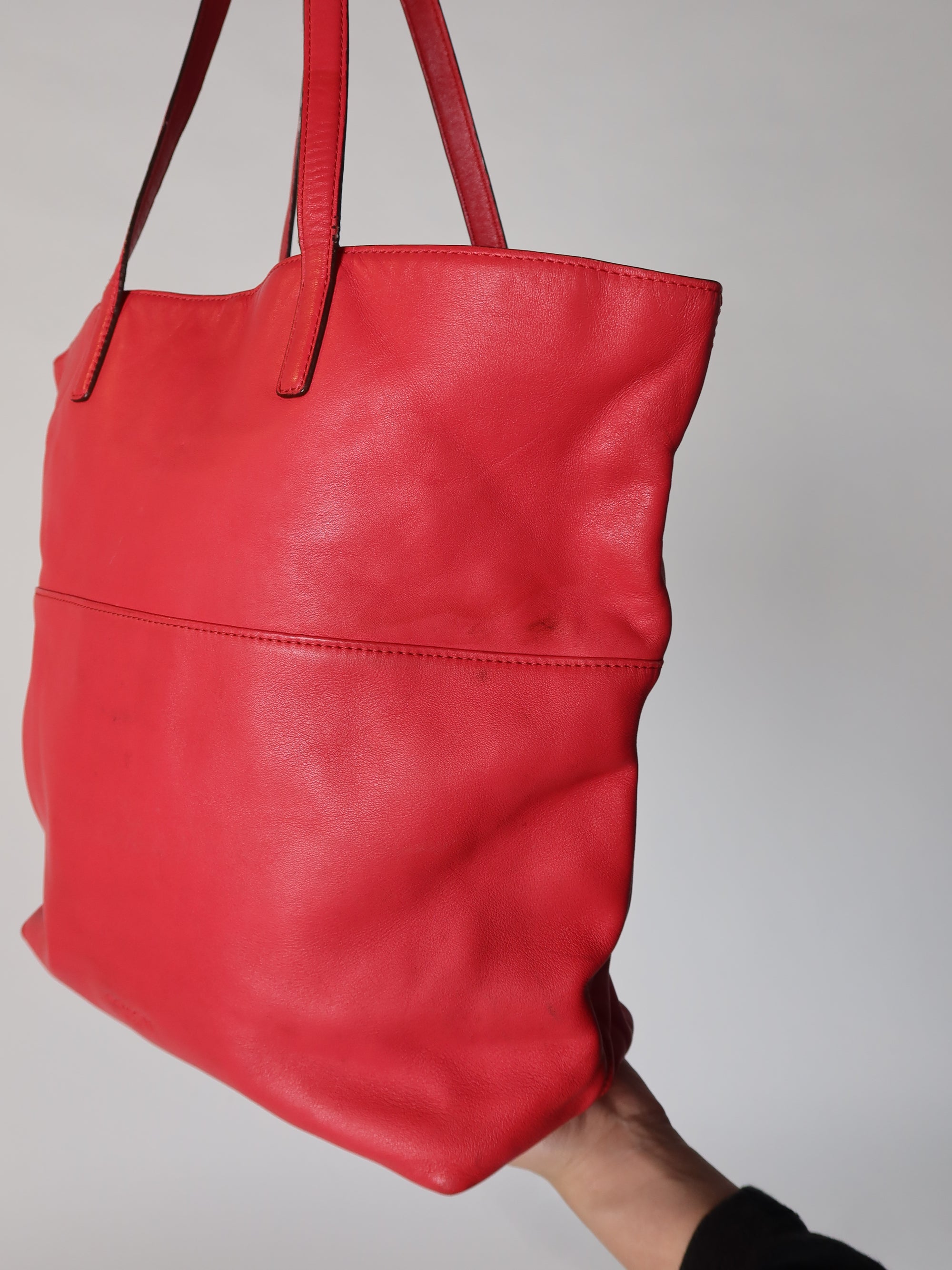 Coach Red Leather Tote Bag