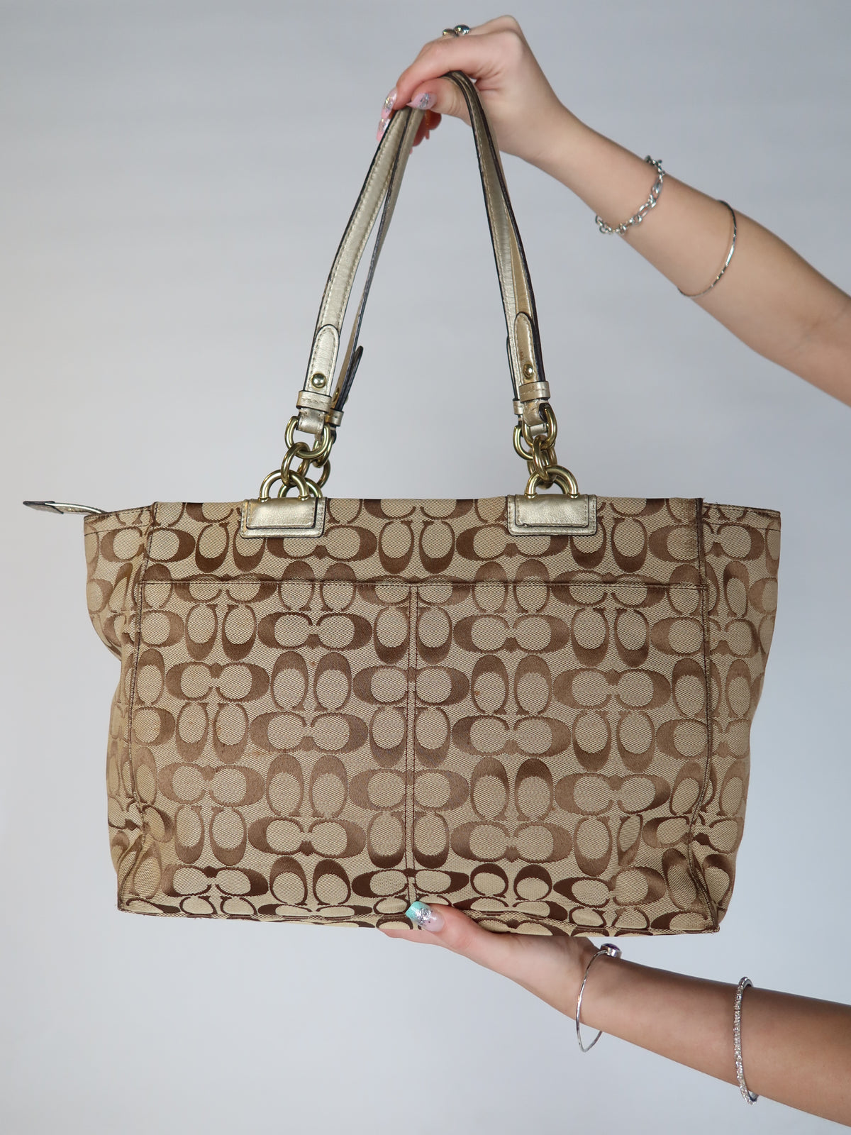 Coach Signature Gold Turn-Lock Tote Bag
