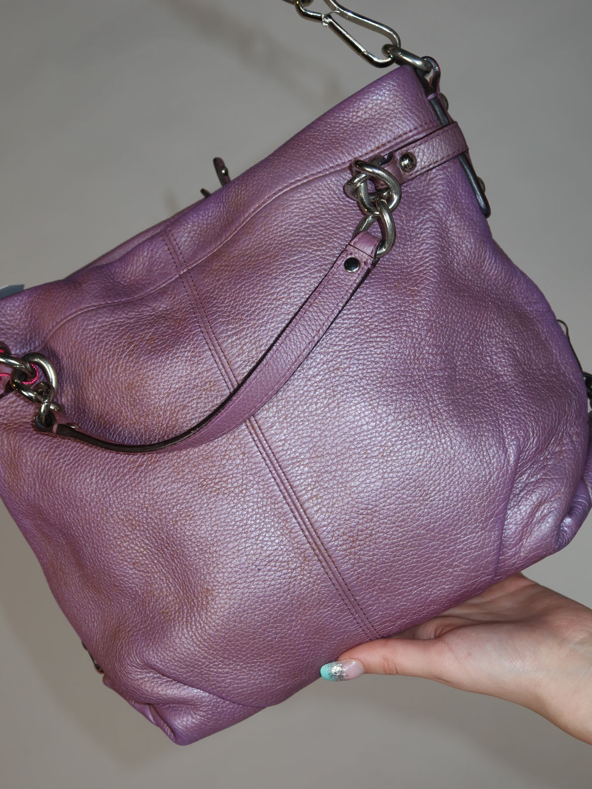 Coach Lilac Chain Strap Hobo Bag