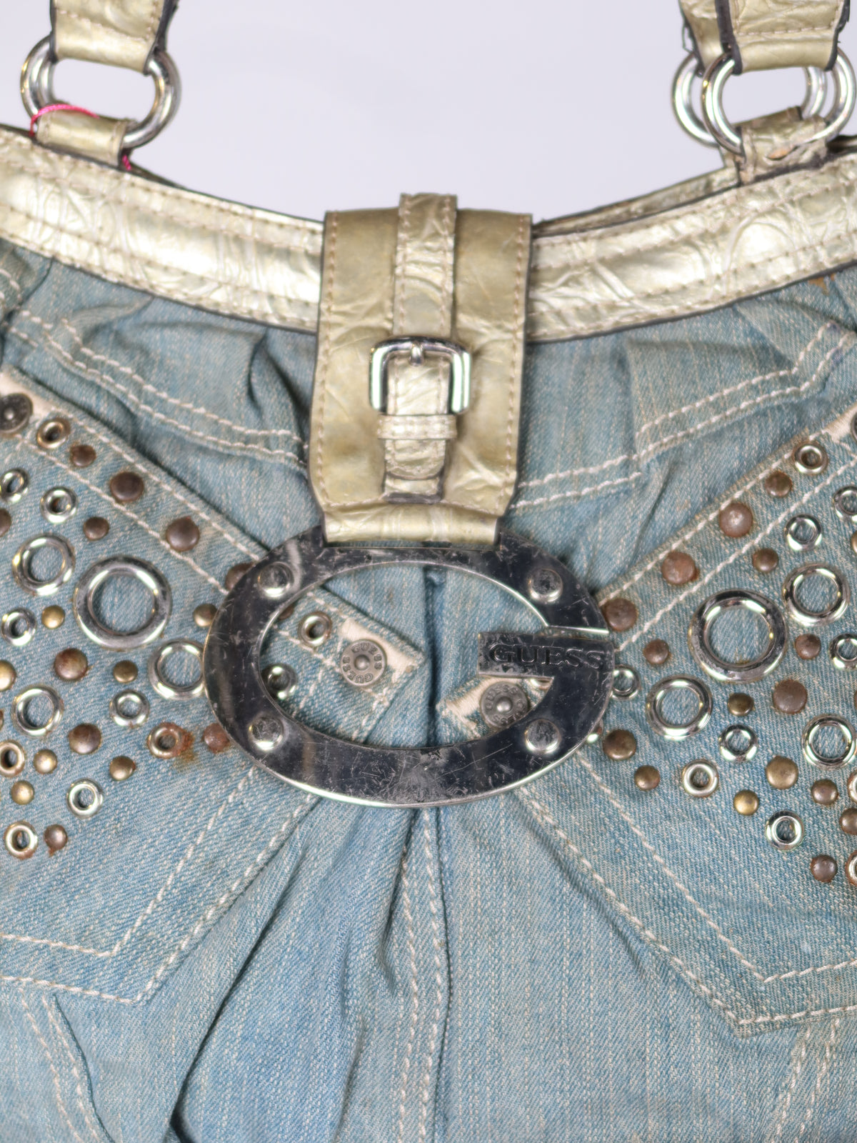 Guess Denim Studded Gold Trim Bag