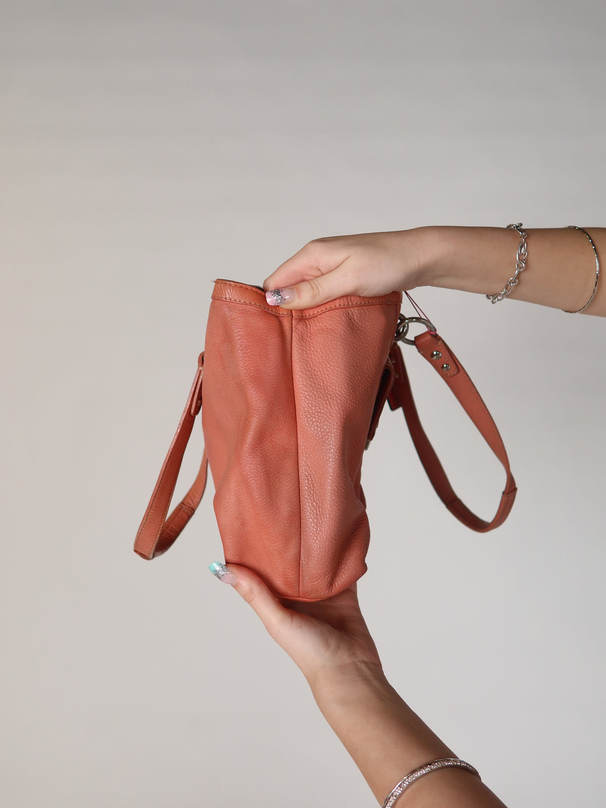 Coach Coral Leather Turn-Lock Bag