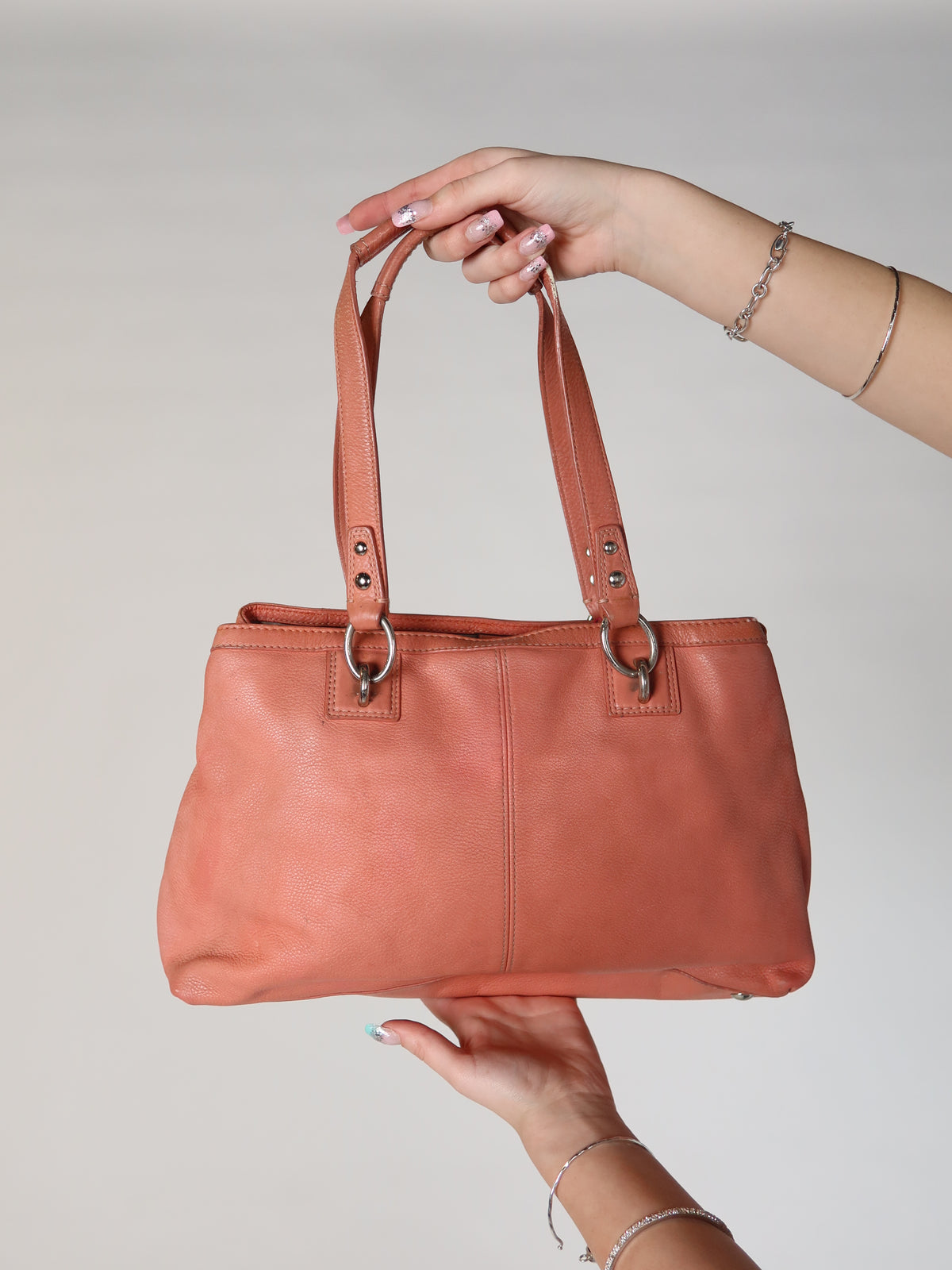 Coach Coral Leather Turn-Lock Bag