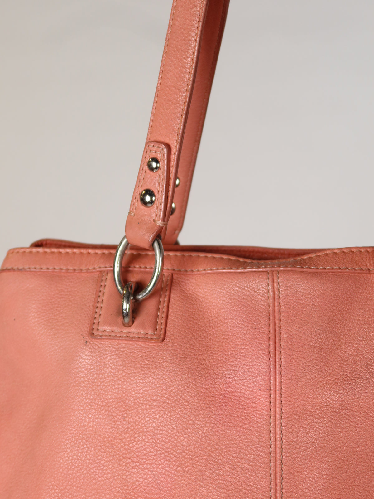 Coach Coral Leather Turn-Lock Bag