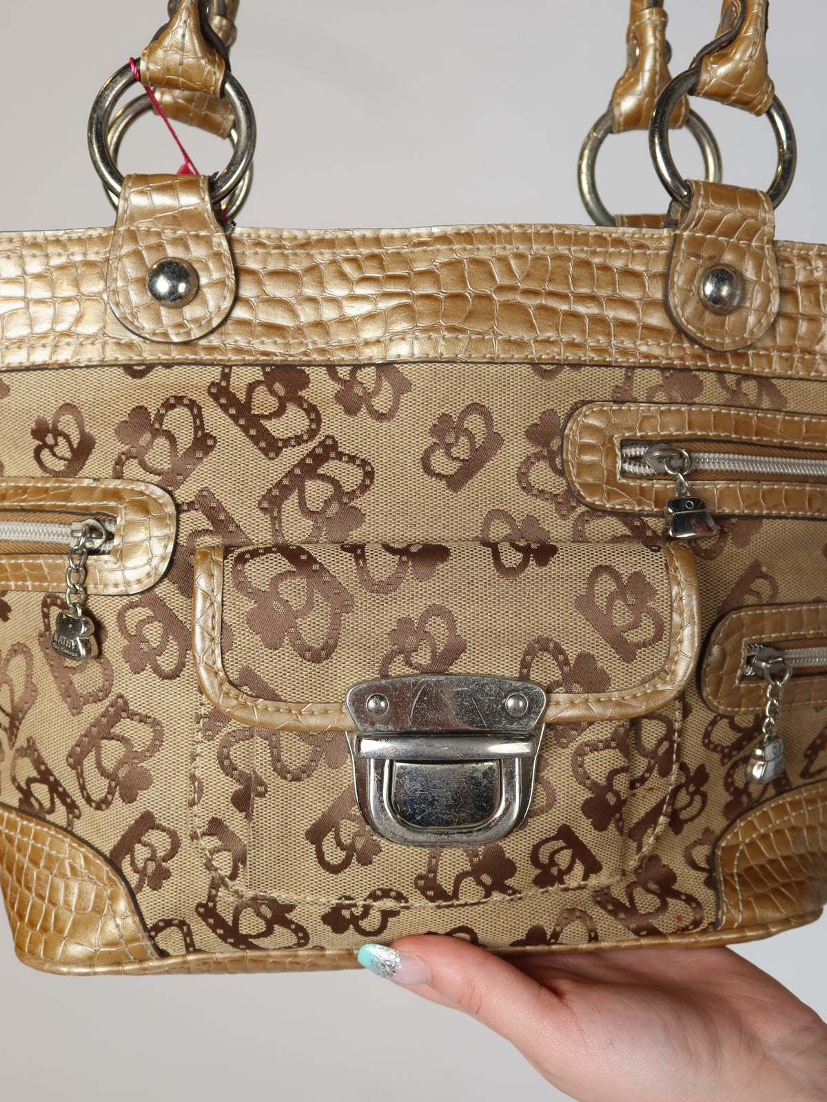 Kathy Van Zeeland Monogram Studded Tote Bag