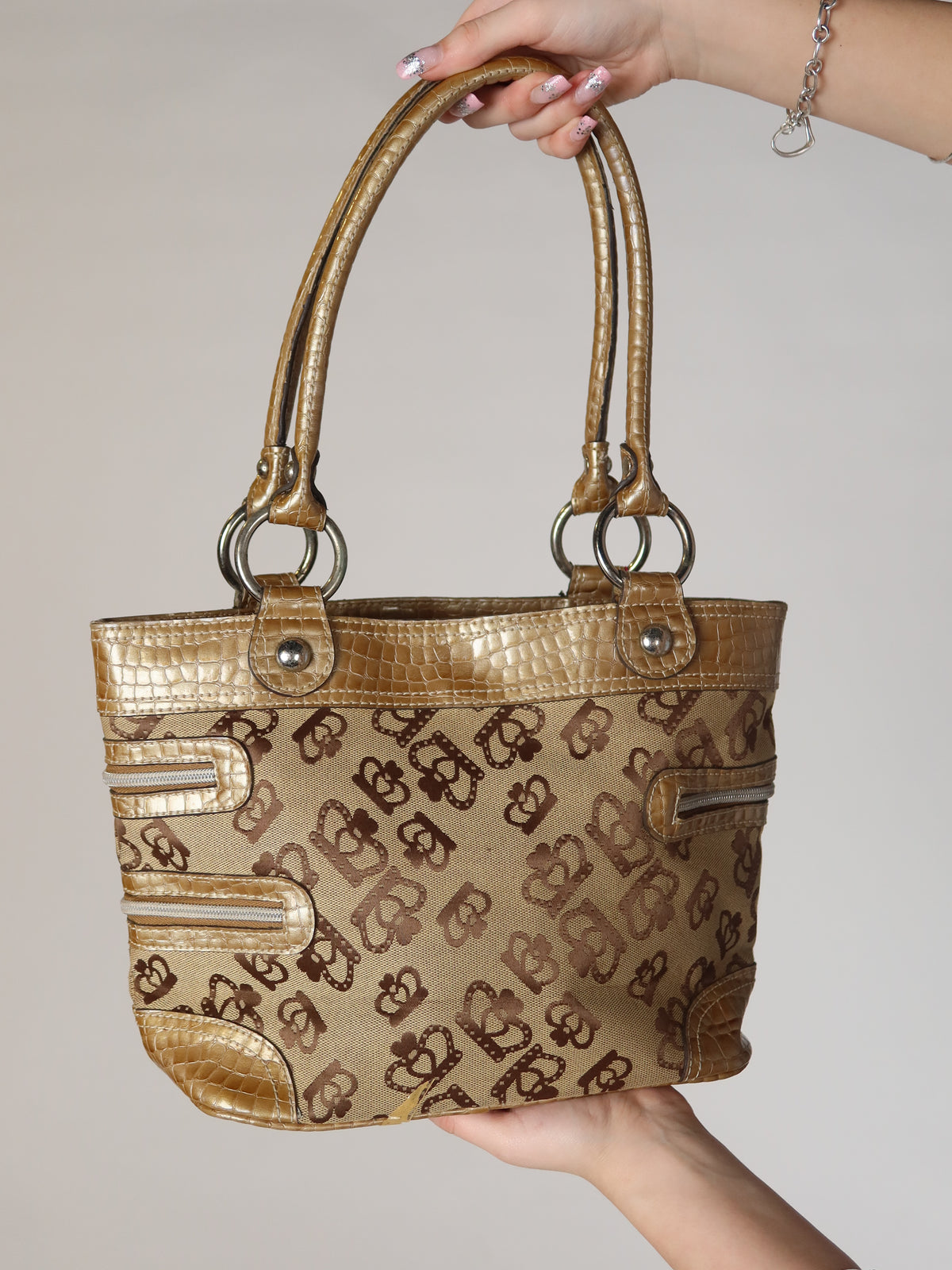 Kathy Van Zeeland Monogram Studded Tote Bag