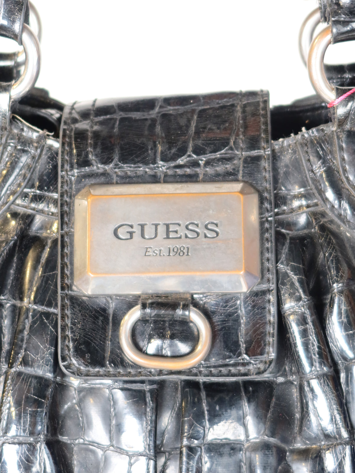Guess Black Croc Shoulder Bag