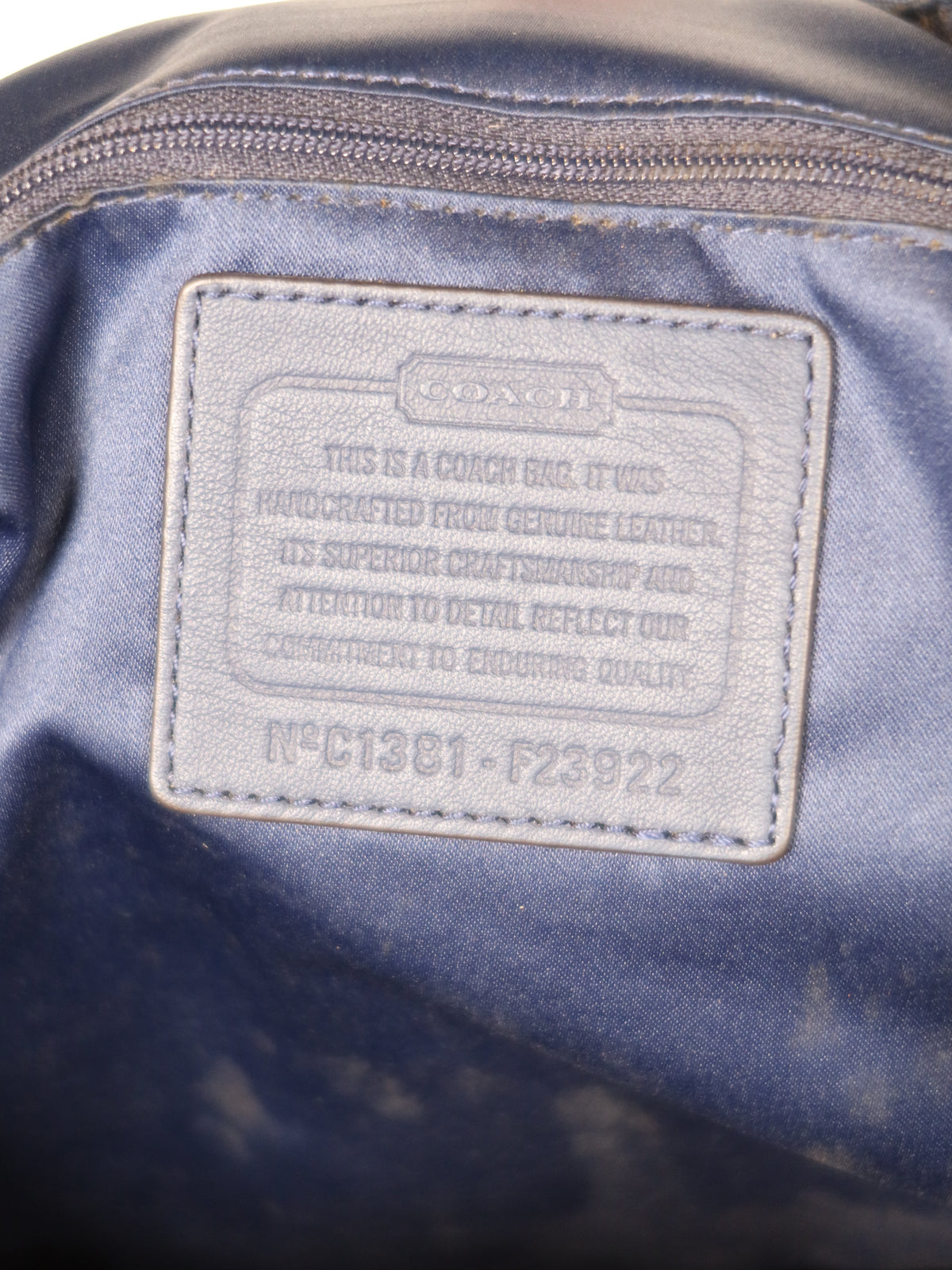 Coach Cream & Blue Leather Tote Bag
