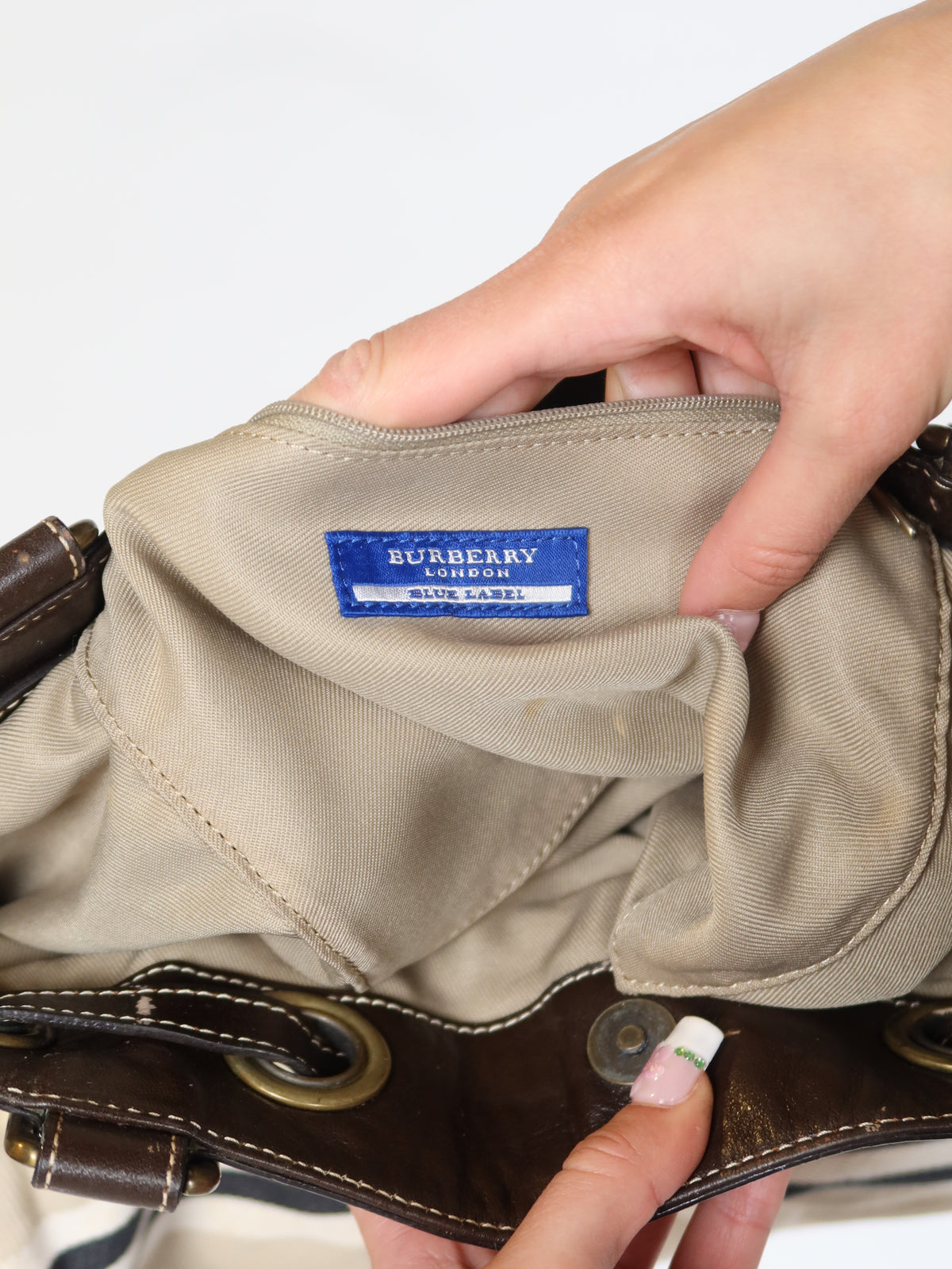 Burberry Striped Canvas Bag