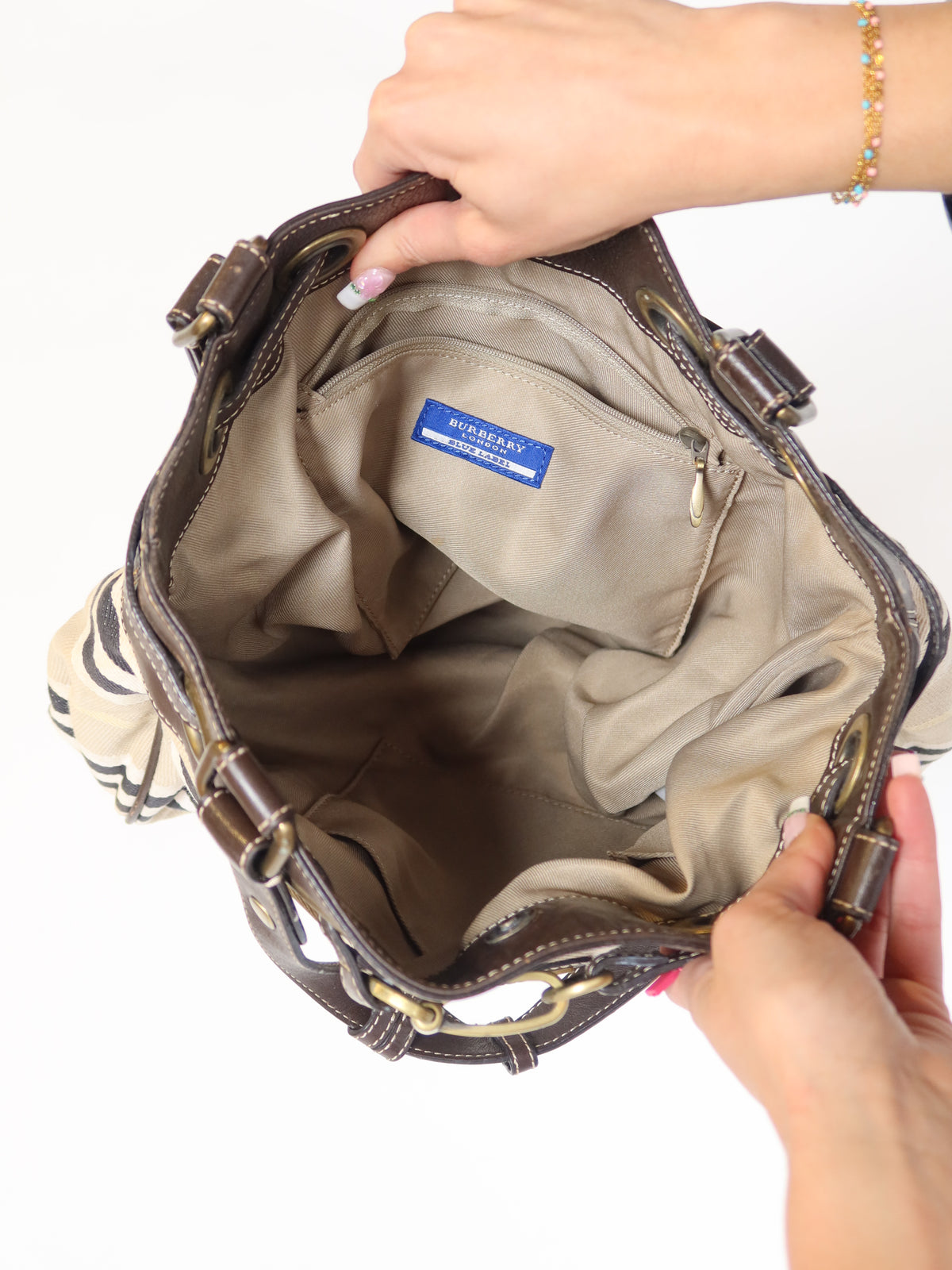 Burberry Striped Canvas Bag