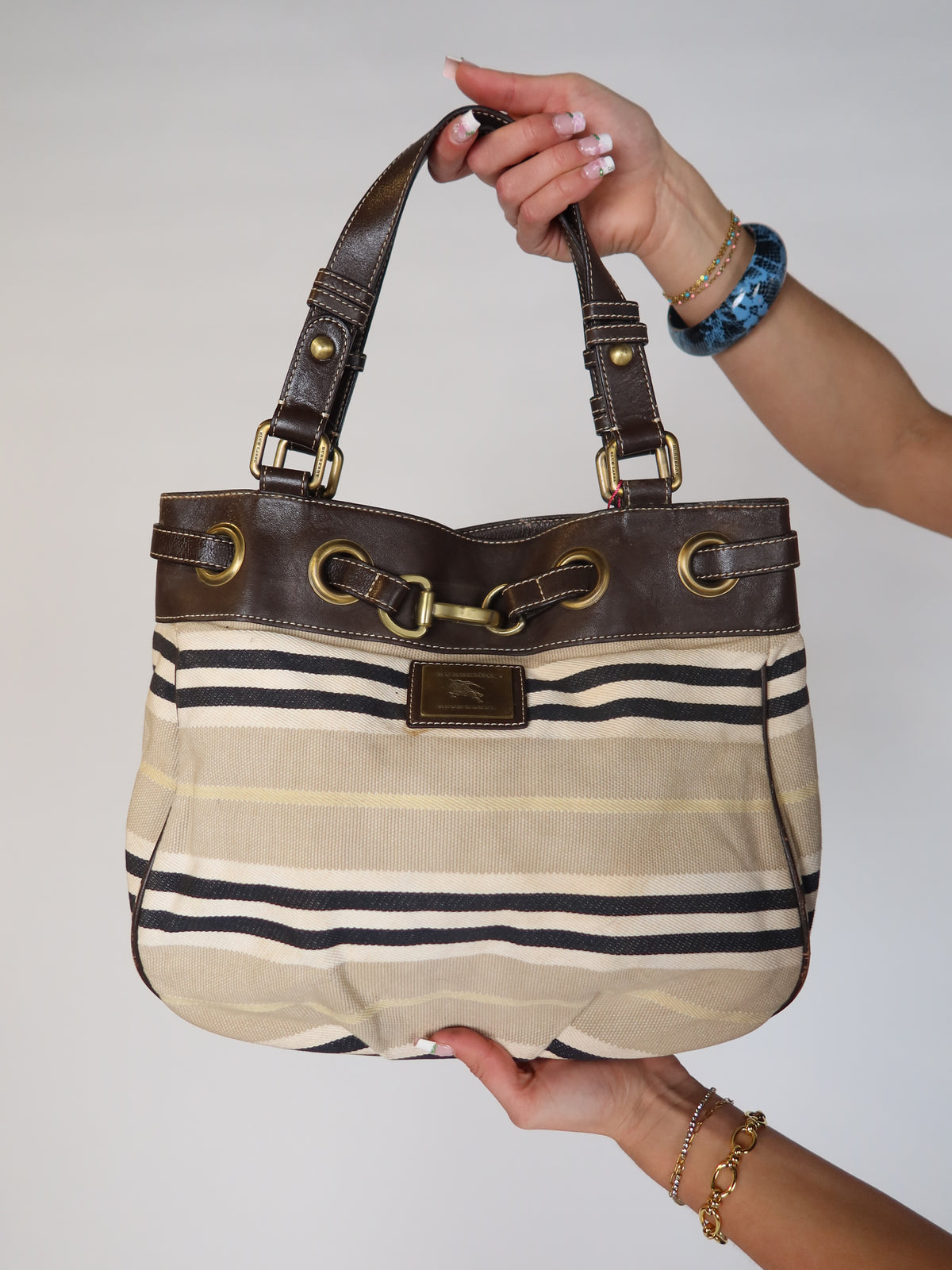 Burberry Striped Canvas Bag