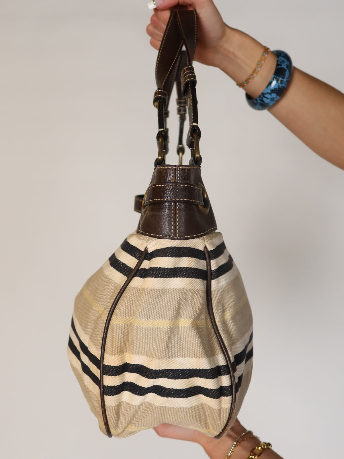 Burberry Striped Canvas Bag