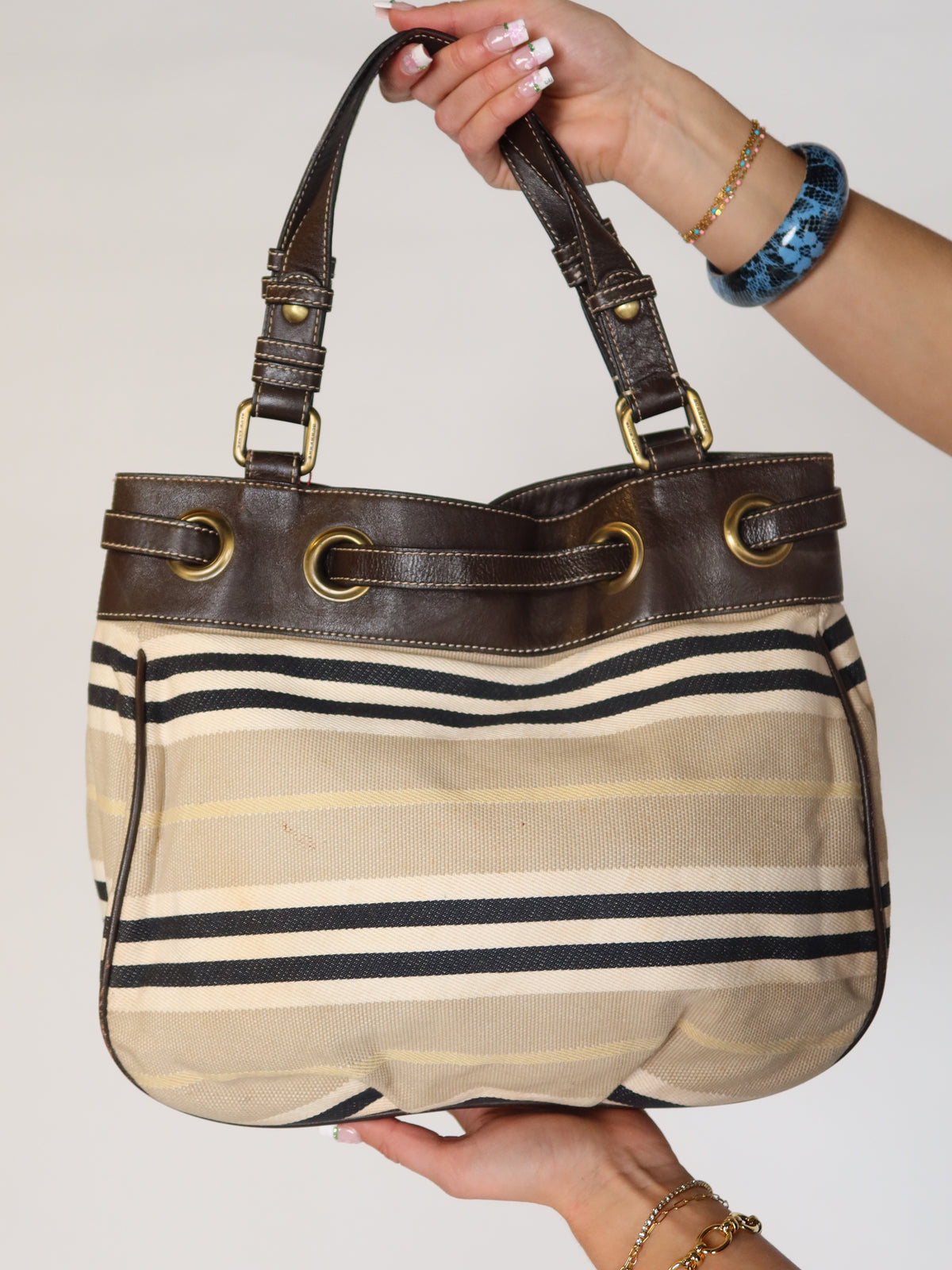 Burberry Striped Canvas Bag