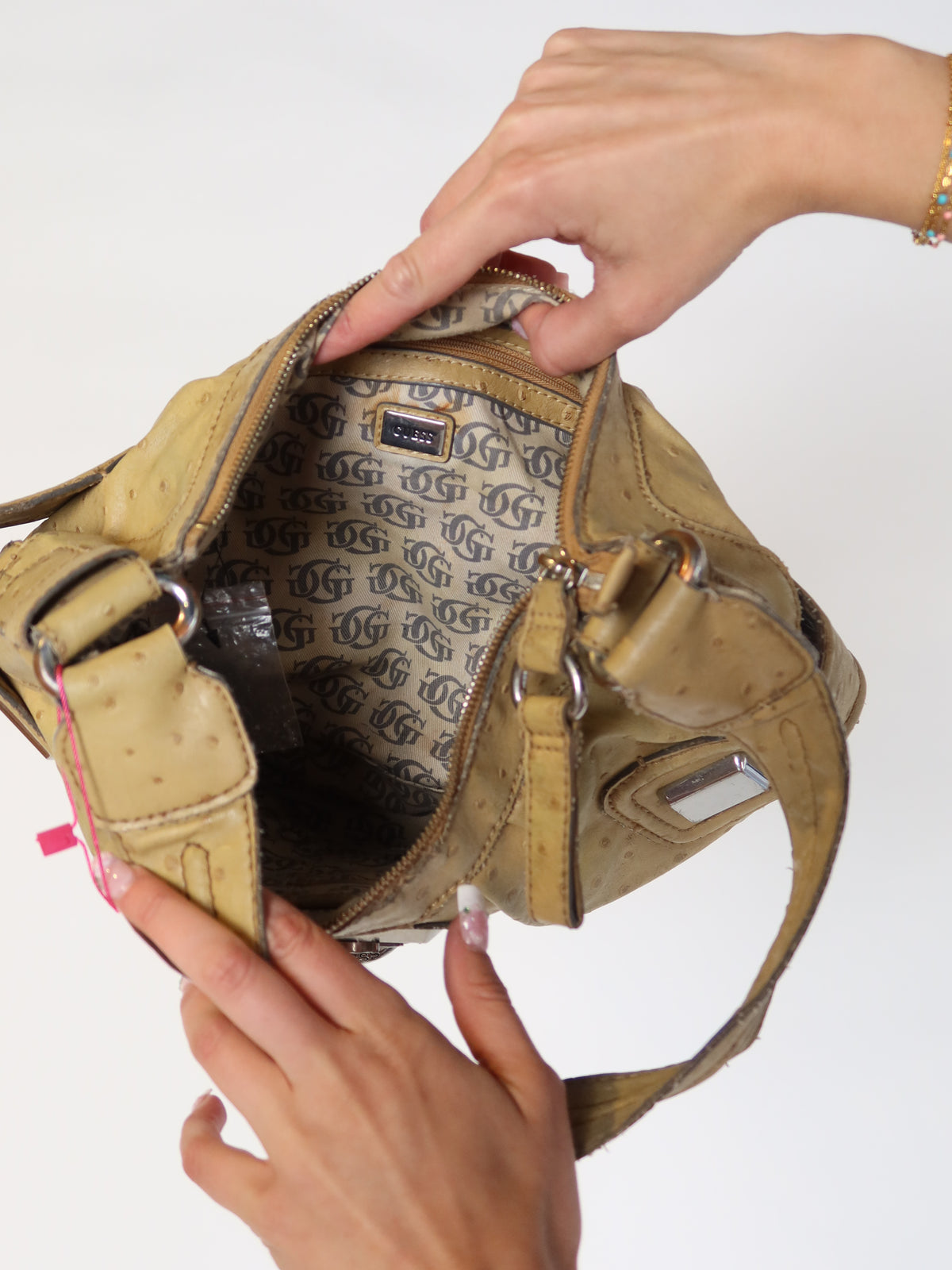 Guess Ostrich Print Hobo Bag