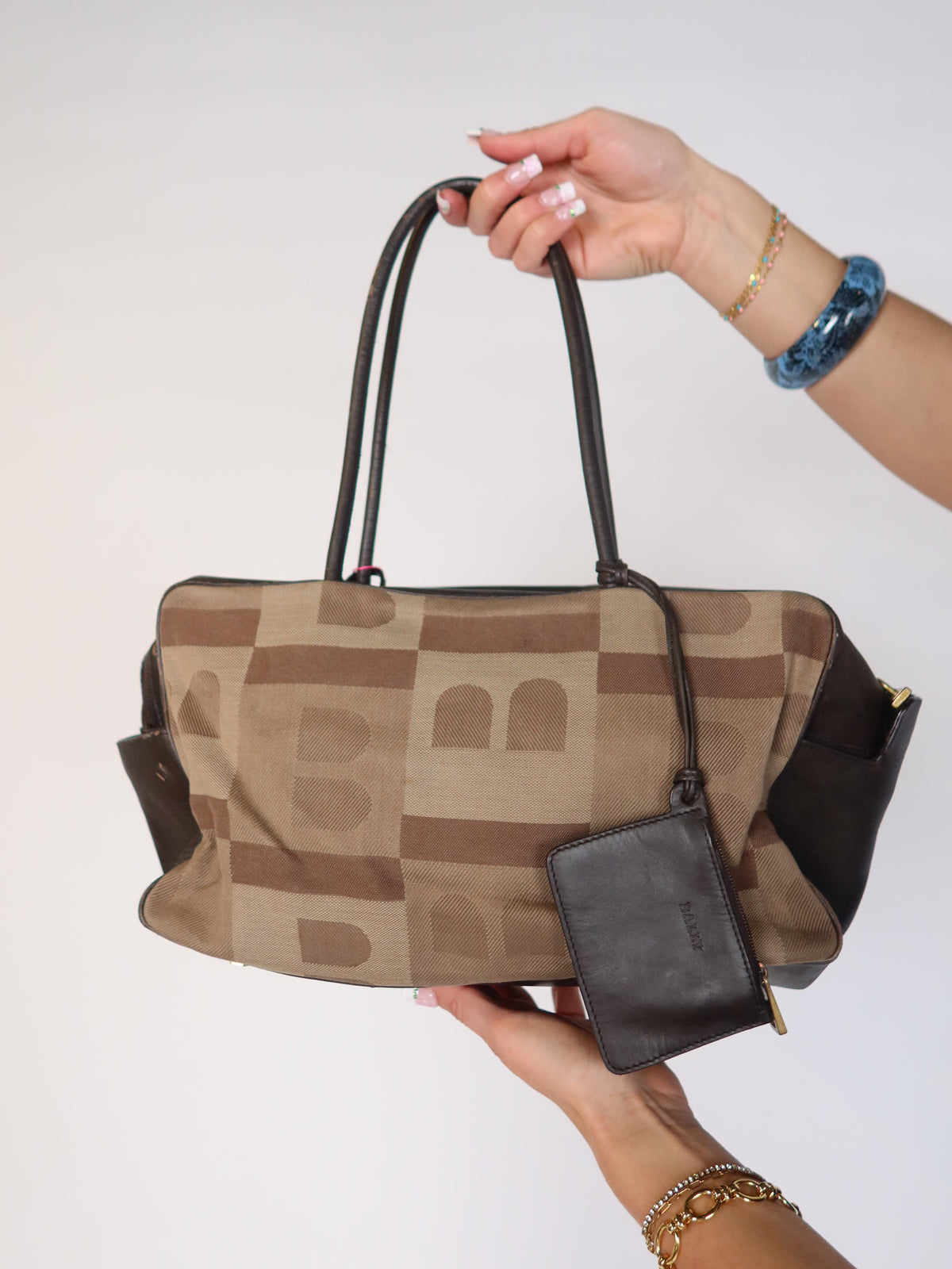 Bally Monogram Canvas Shoulder Bag