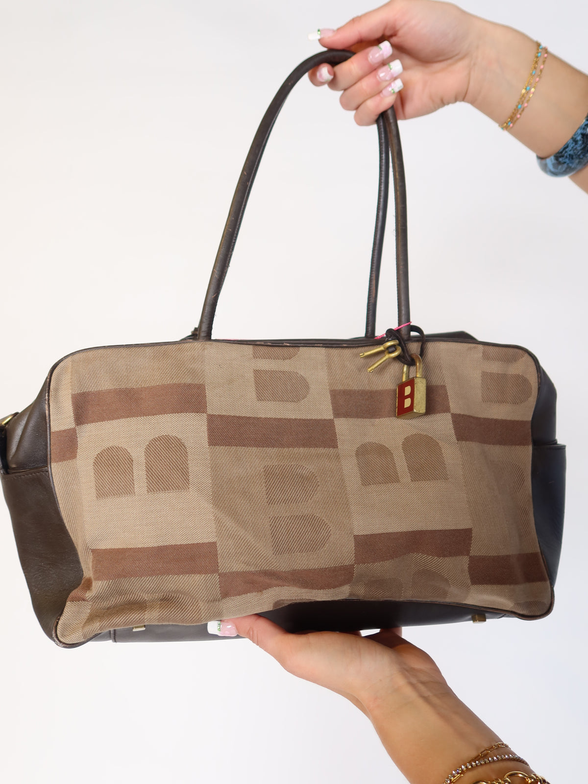 Bally Monogram Canvas Shoulder Bag