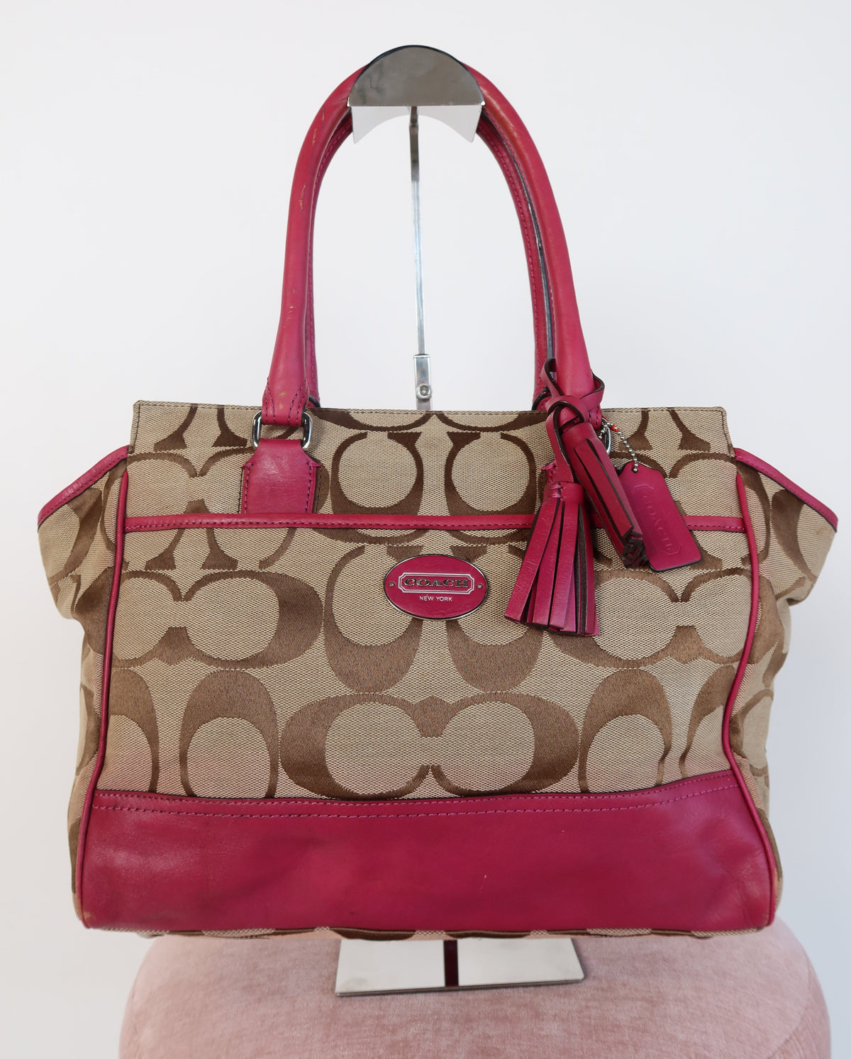 Coach Signature Magenta Trim Bag