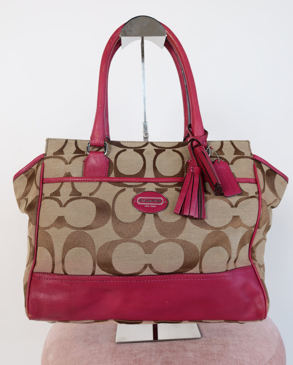 Coach Signature Magenta Trim Bag
