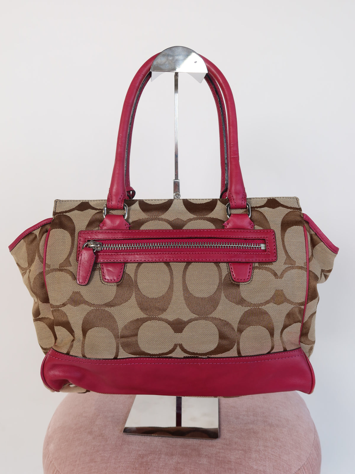 Coach Signature Magenta Trim Bag