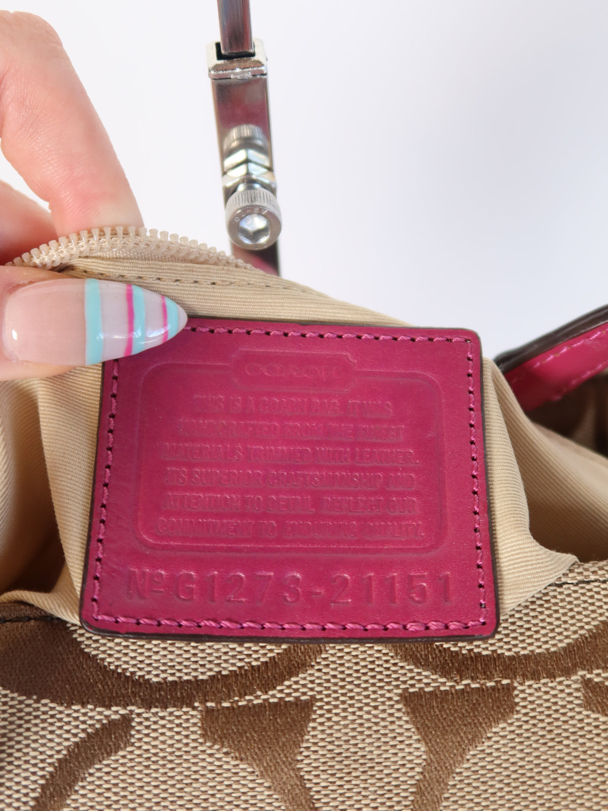 Coach Signature Magenta Trim Bag