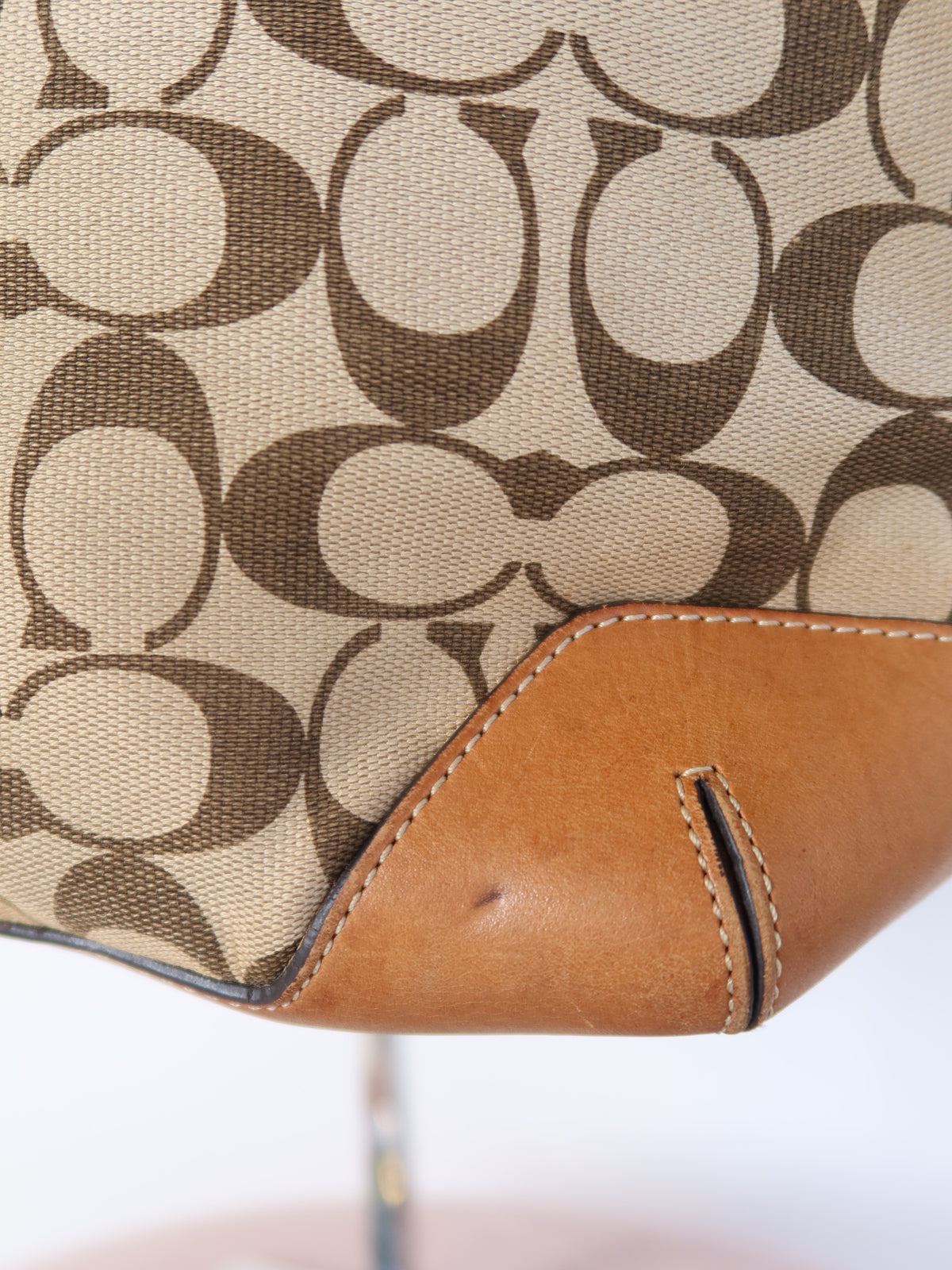 Coach Signature Tan Trim Tote Bag