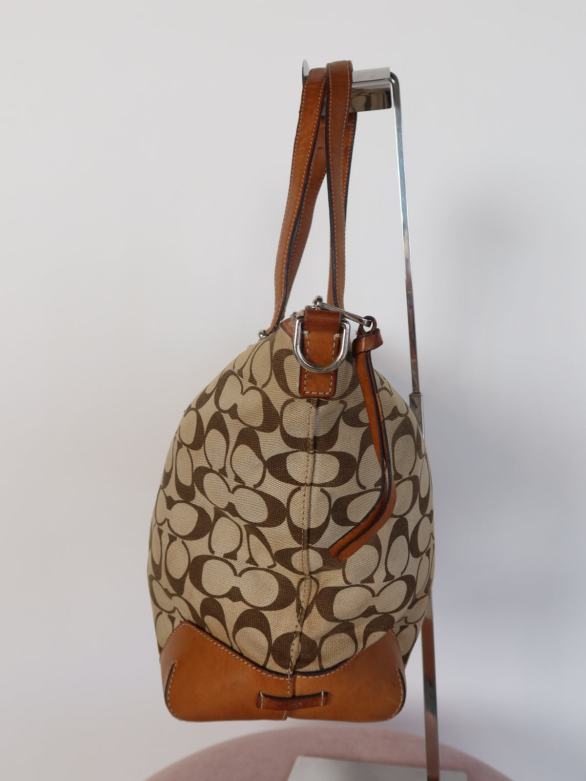 Coach Signature Tan Trim Tote Bag