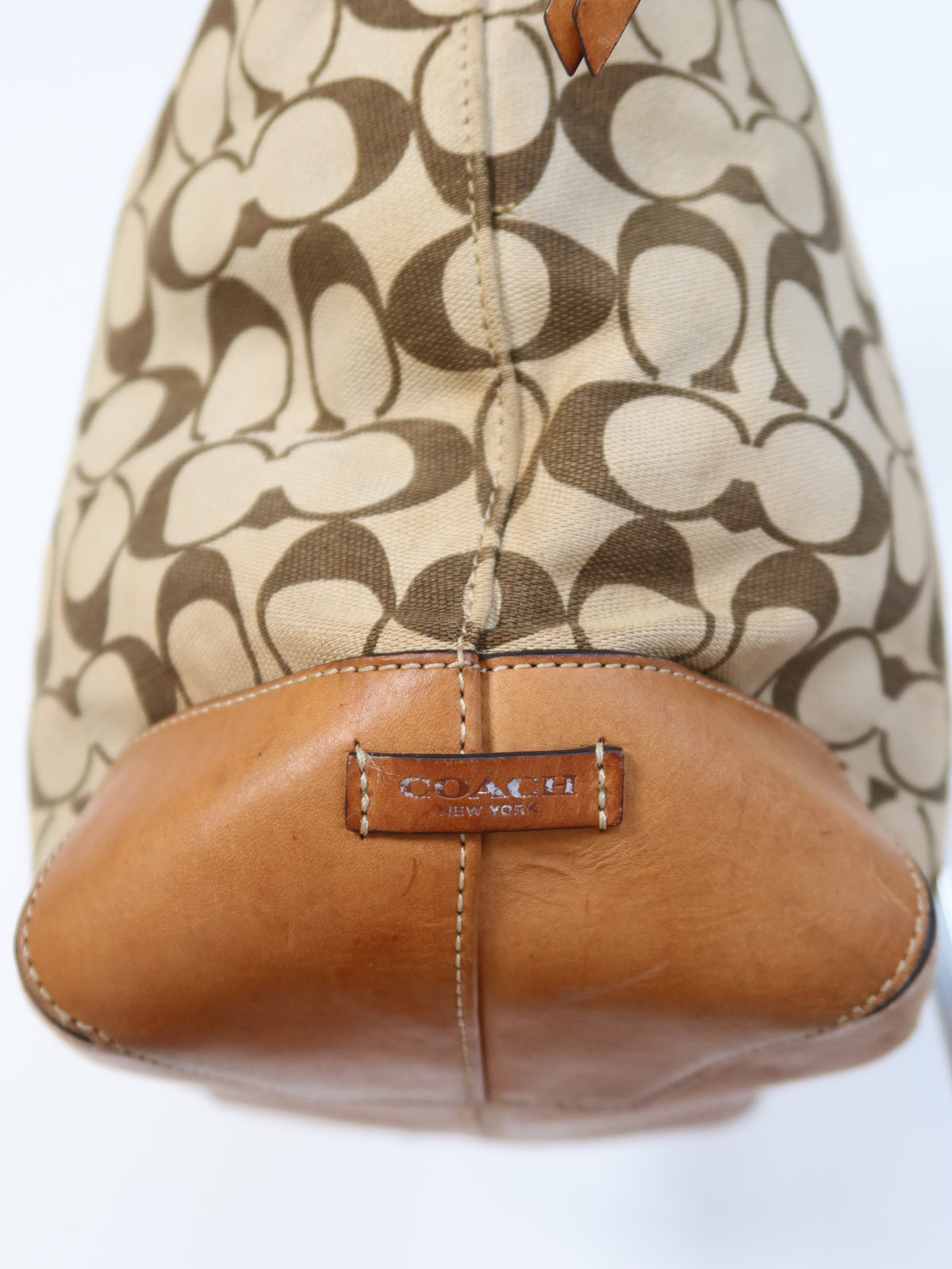 Coach Signature Tan Trim Tote Bag