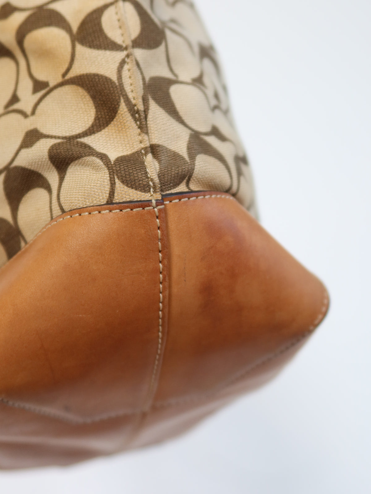 Coach Signature Tan Trim Tote Bag