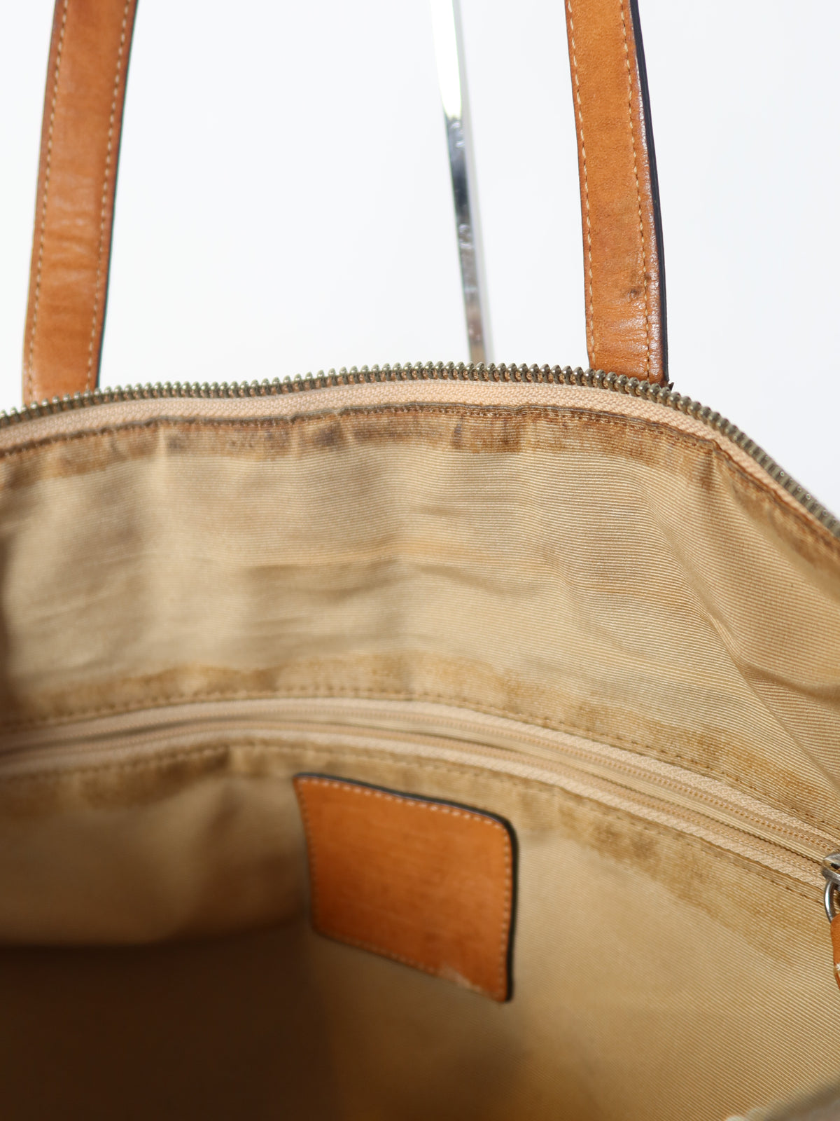Coach Signature Tan Trim Tote Bag