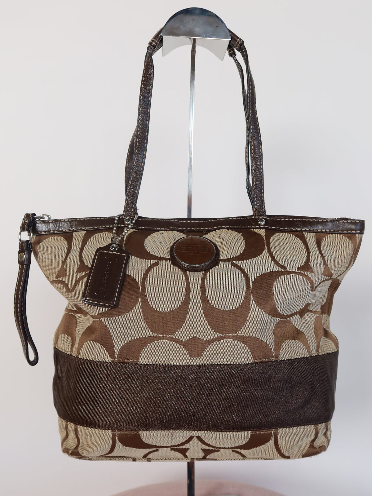 Coach Signature Stripe Tote Bag