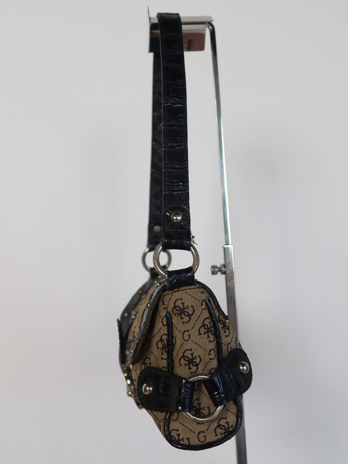 Guess Monogram Studded Flap Bag